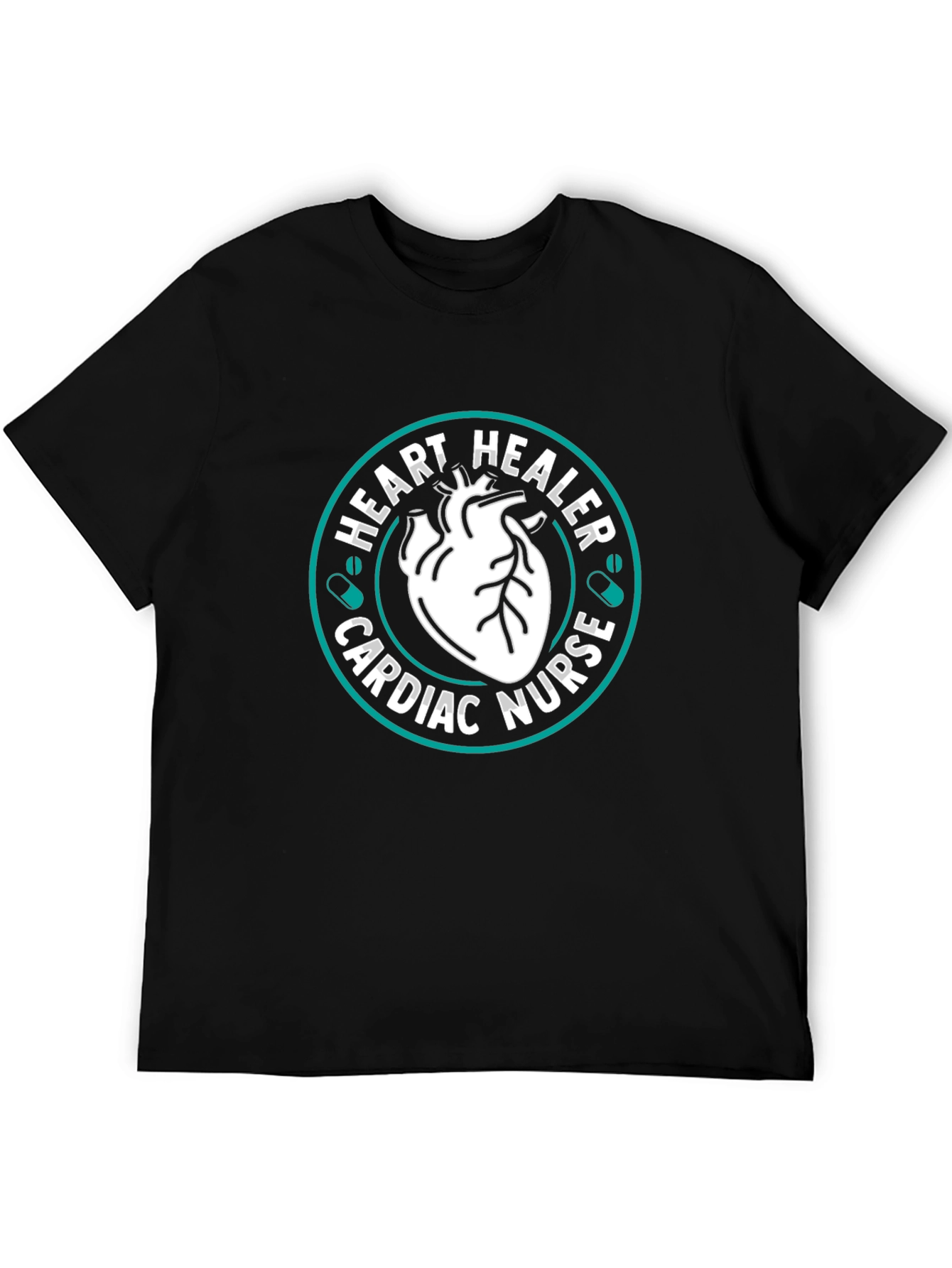 Black Heart Healer Cardiac Nurse T-Shirt view 5