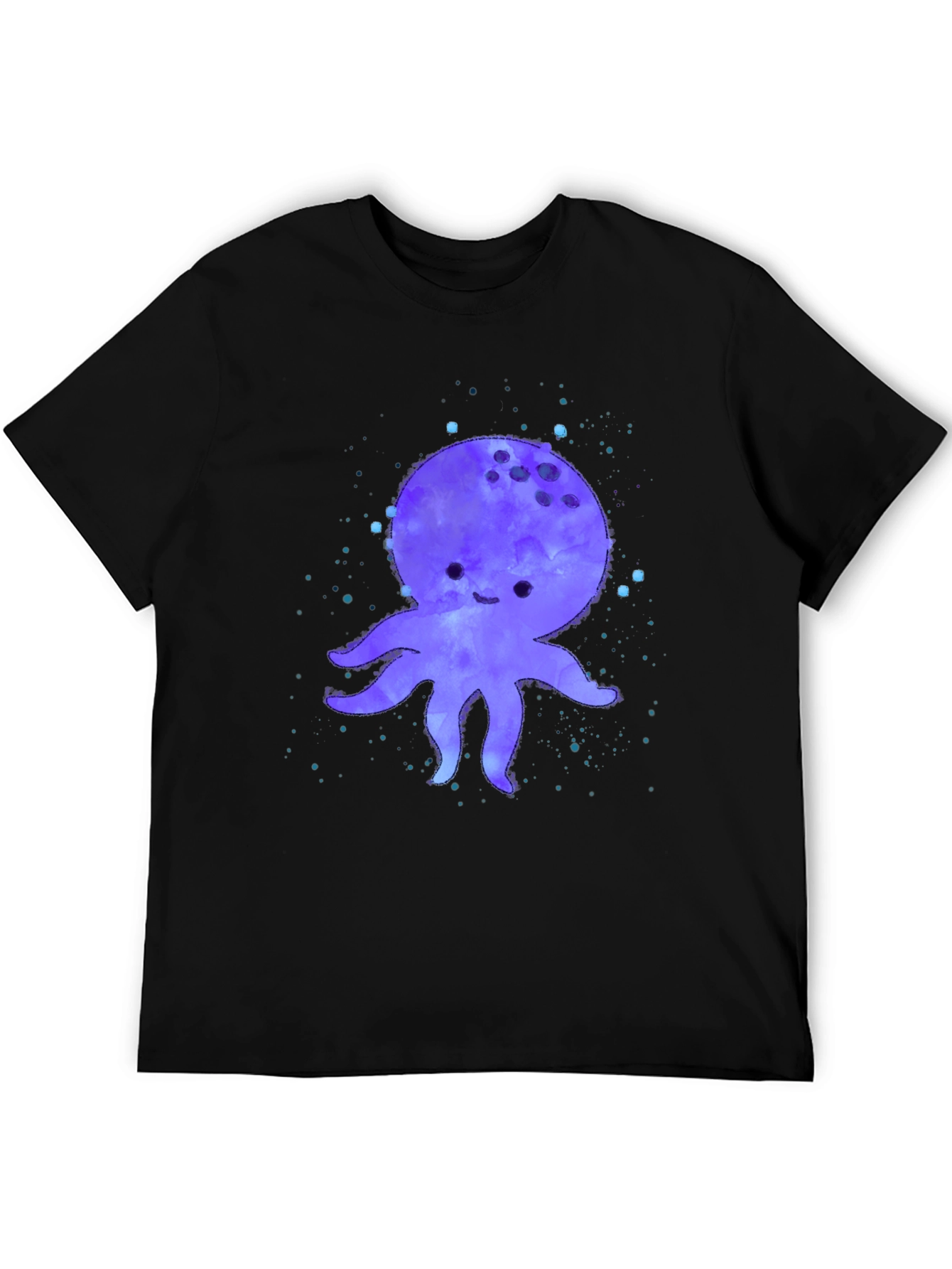 Black Cute Octopus Graphic Print Black T-Shirt view 5