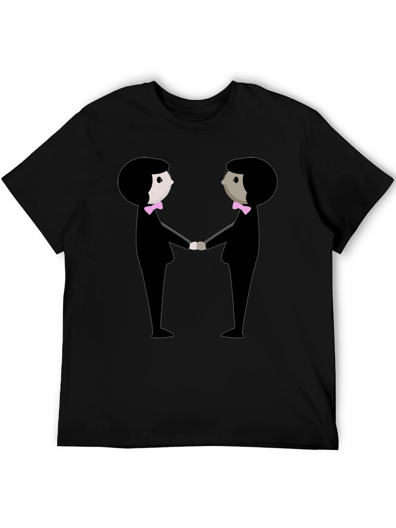 Black Graphic Tee: Two Figures Holding Hands view 5