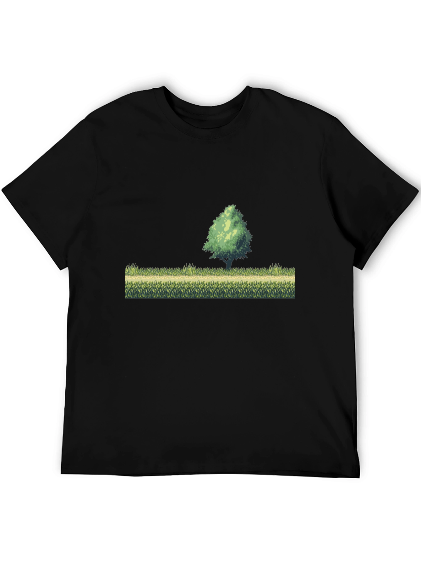Black Retro Pixel Art T-Shirt - Nature Scene view 5
