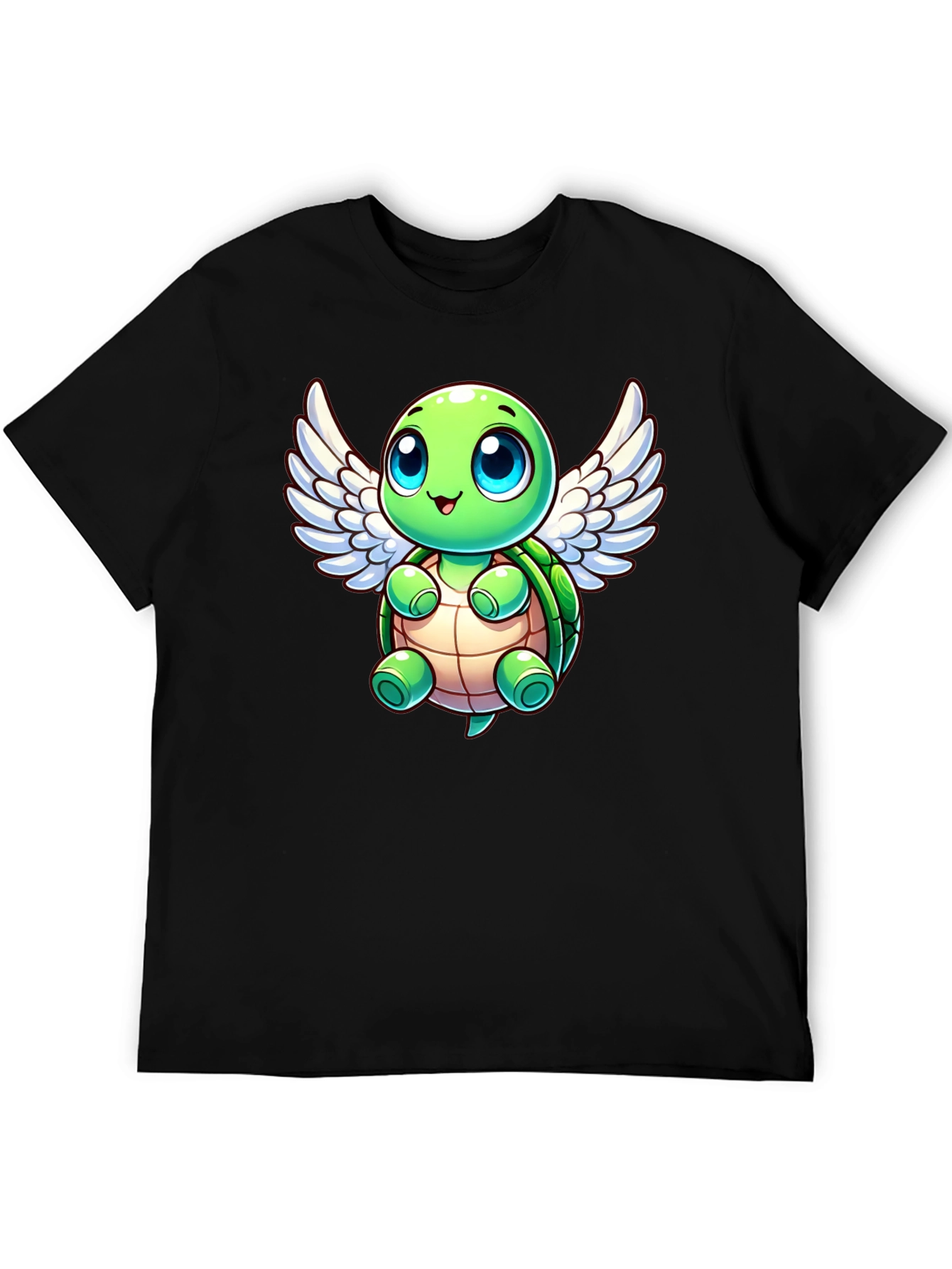 Black Cute Turtle Angel Graphic T-Shirt view 5