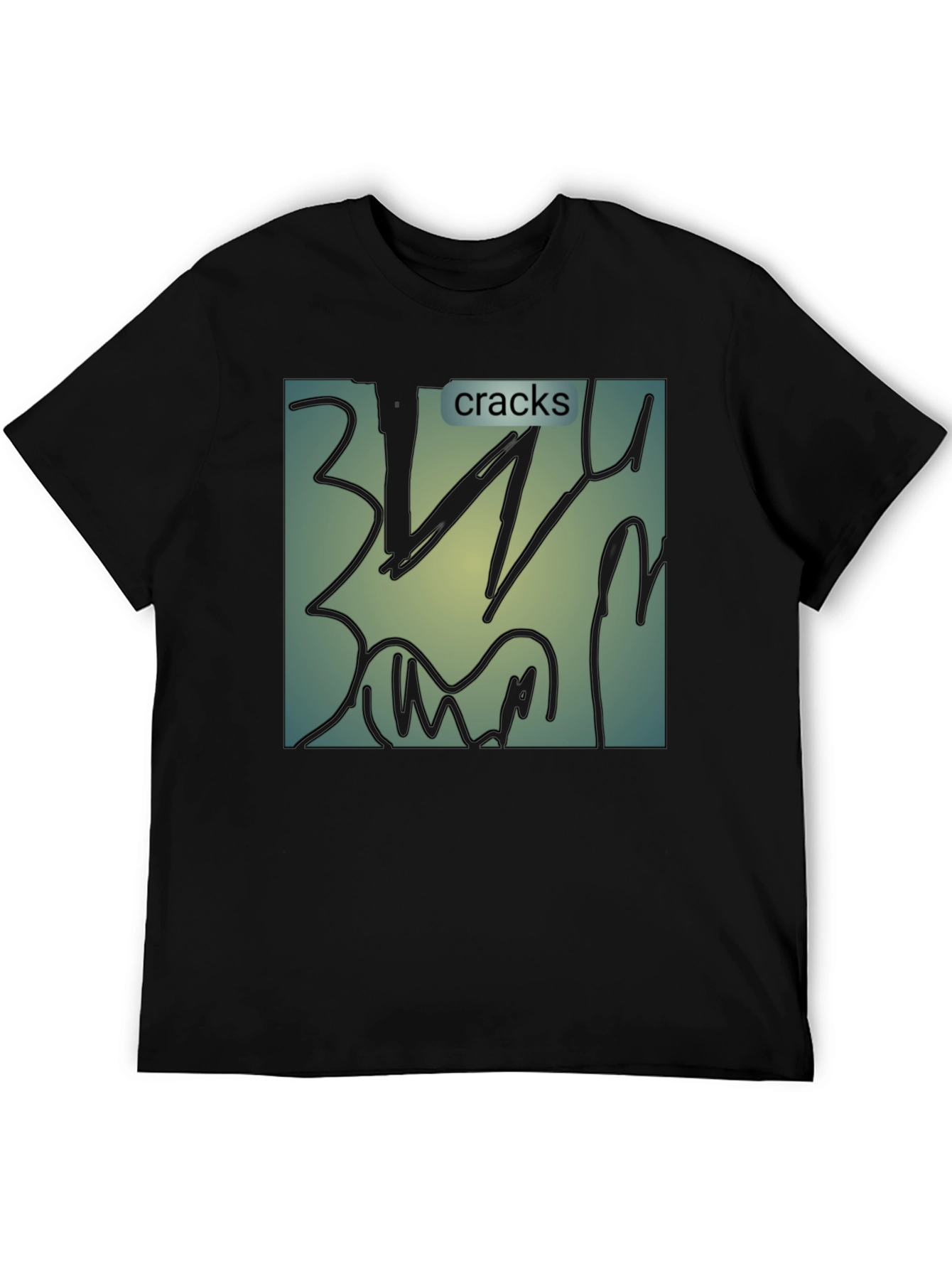 Black Cracks Graphic T-Shirt - Modern Abstract Art Tee view 5