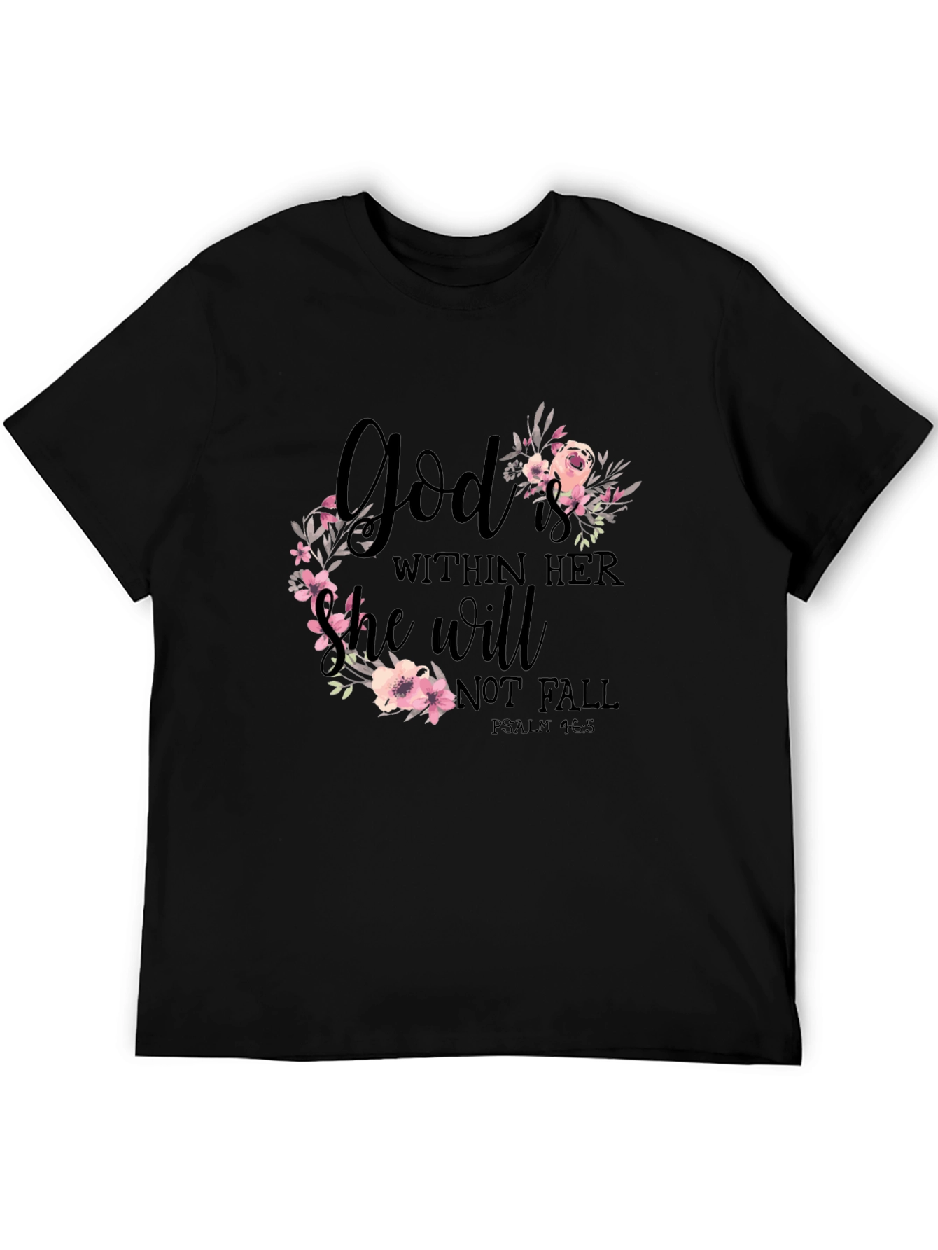 Black God Is Within Her Floral T-Shirt view 5