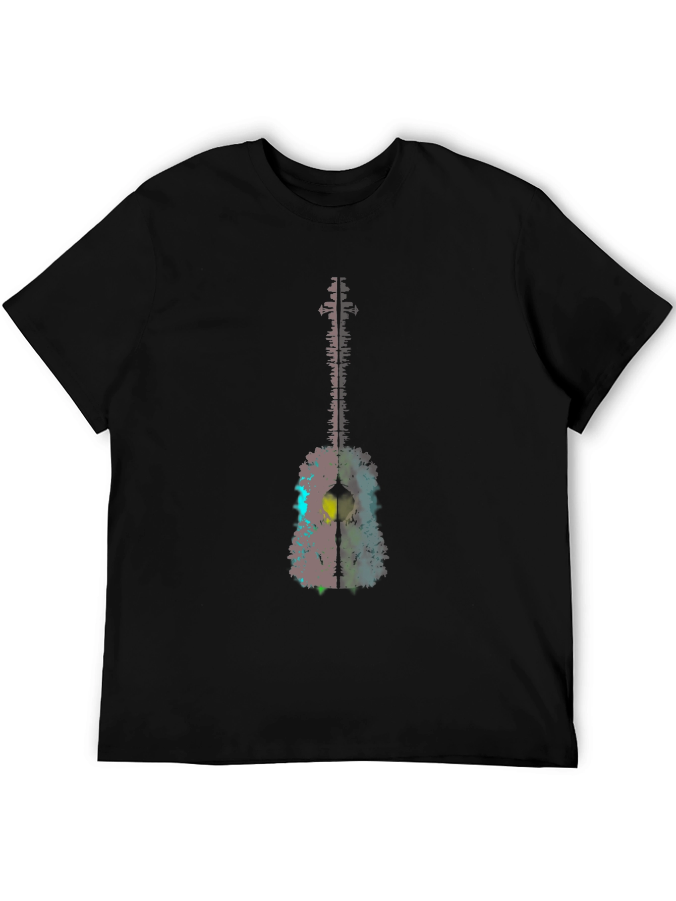 Black Abstract Guitar Graphic Tee - Men's Black T-Shirt view 5