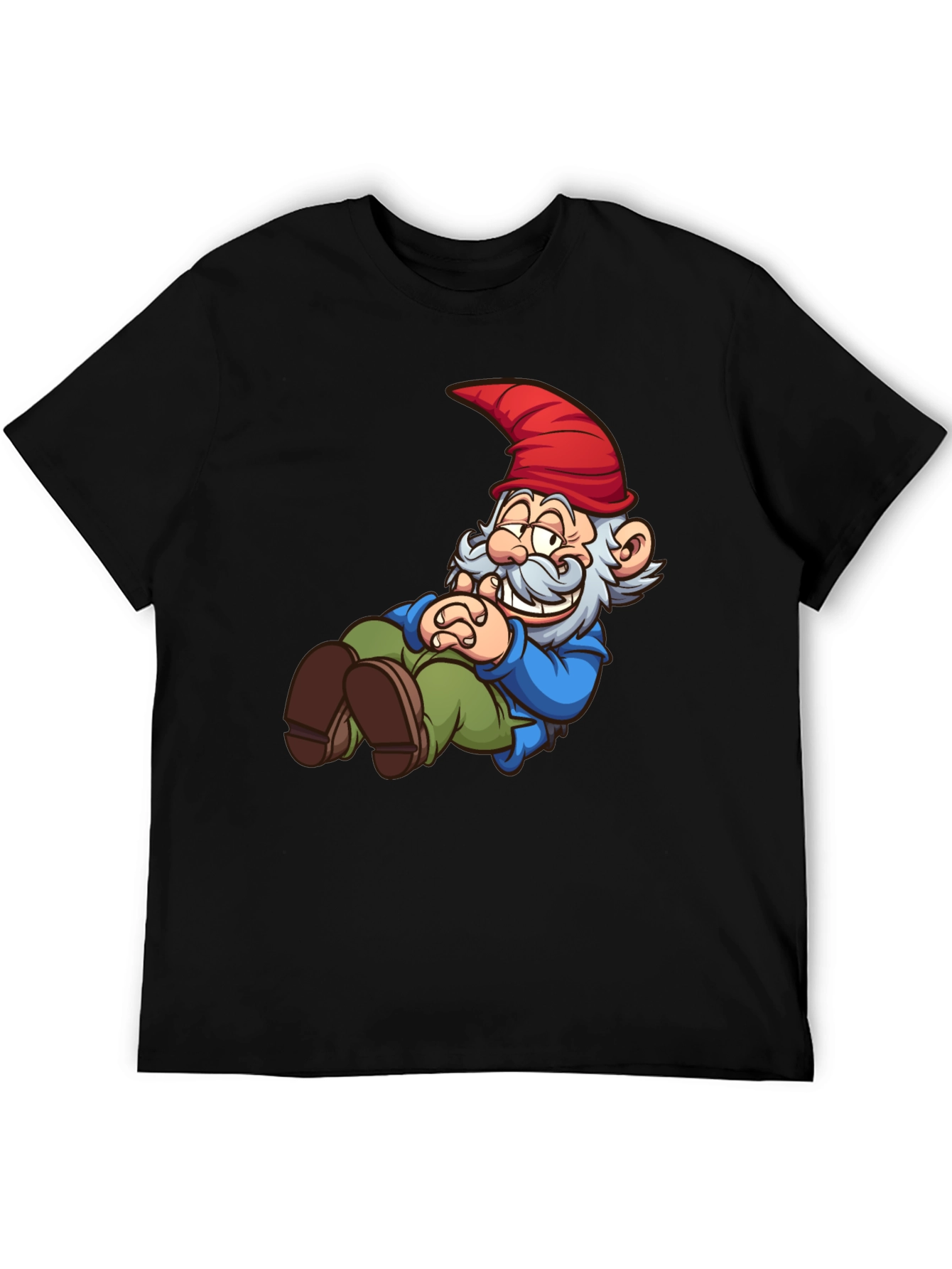 Black Funny Gnome T-Shirt - Cartoon Graphic Tee view 5
