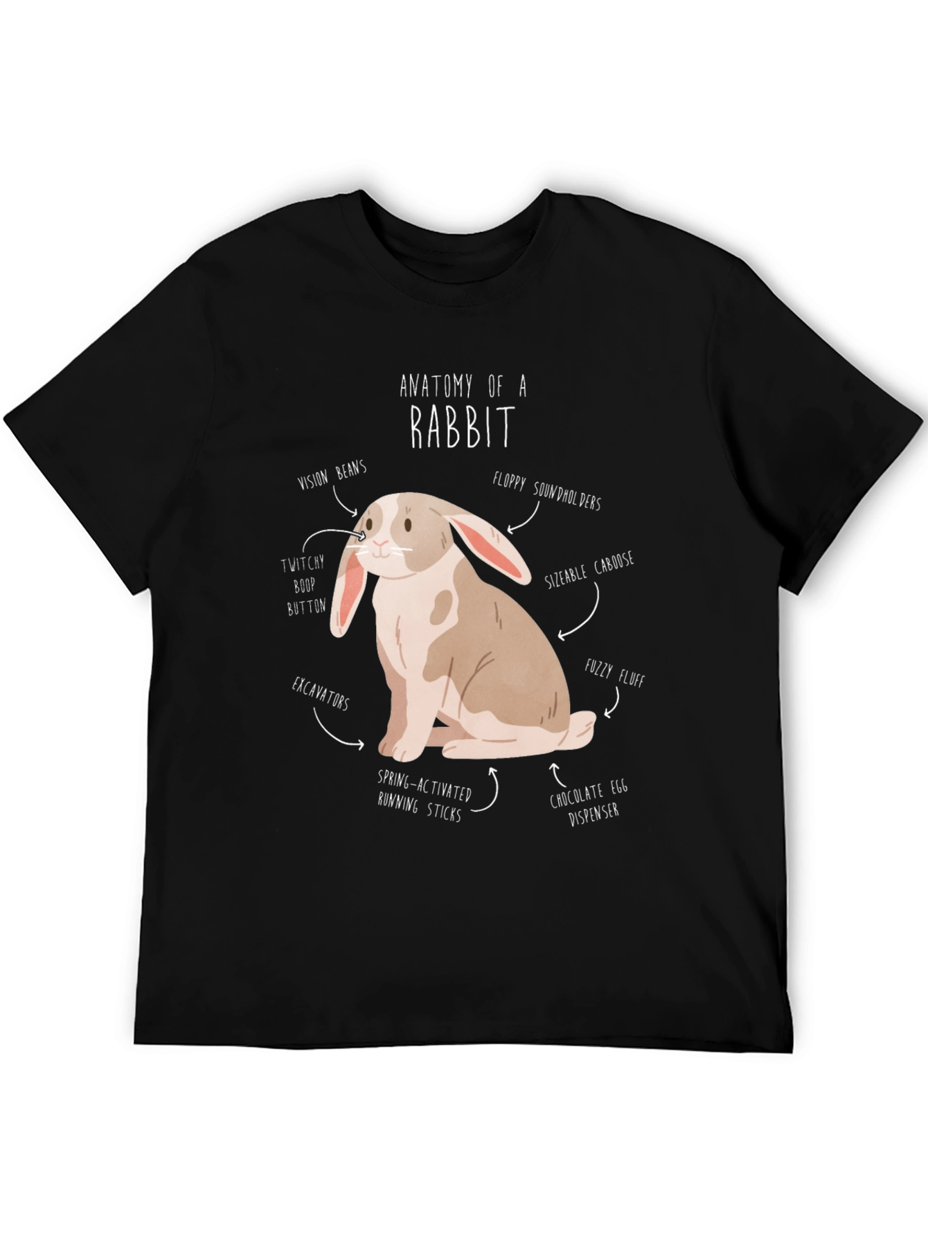 Black Anatomy of a Rabbit T-Shirt Funny Bunny Tee view 5