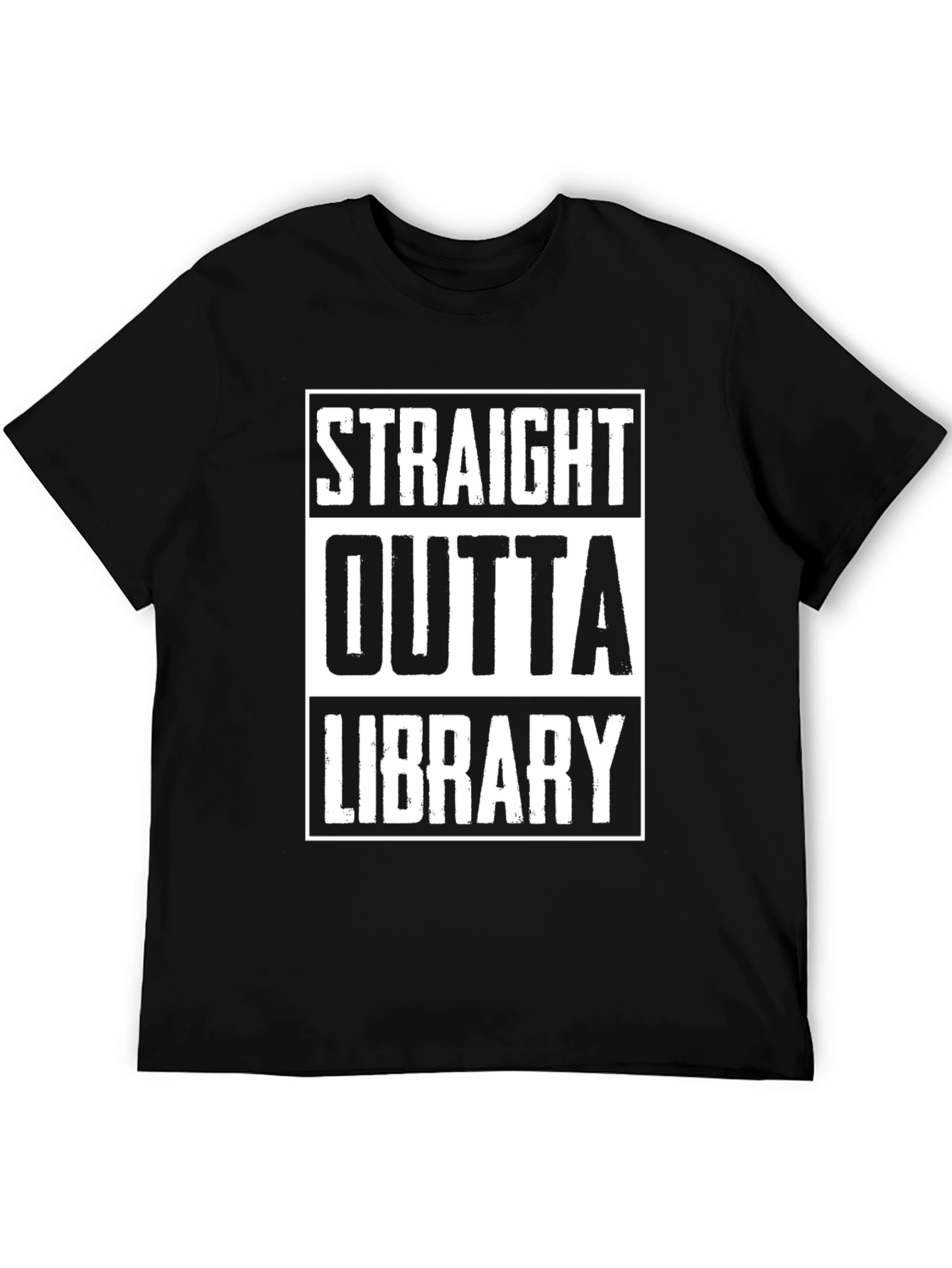 Black Straight Outta Library Black Graphic Tee view 5