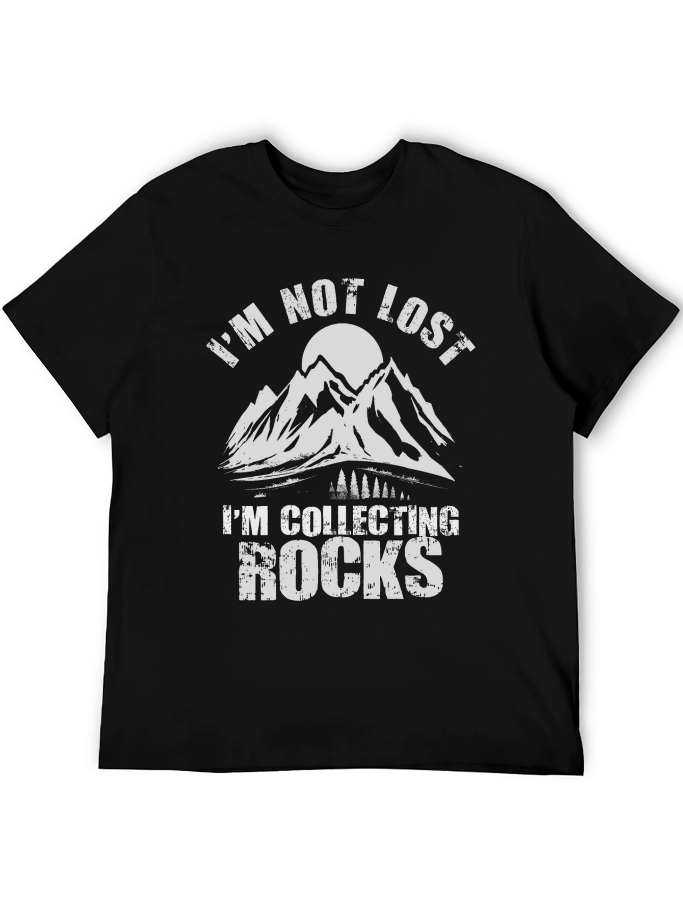 Black I'm Not Lost I'm Collecting Rocks Graphic T-Shirt view 5