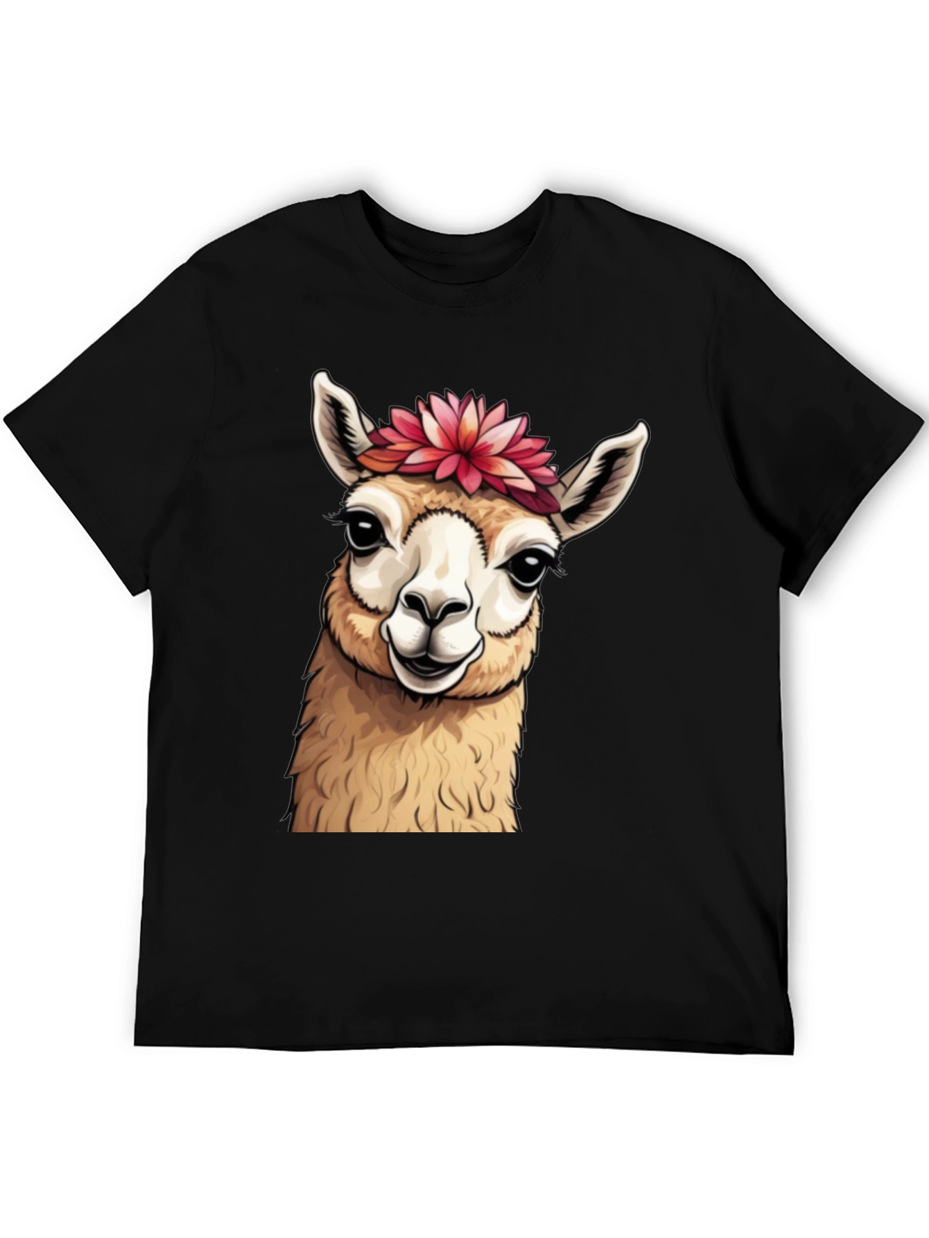 Black Llama Floral Crown T-Shirt - Cute Animal Tee view 5