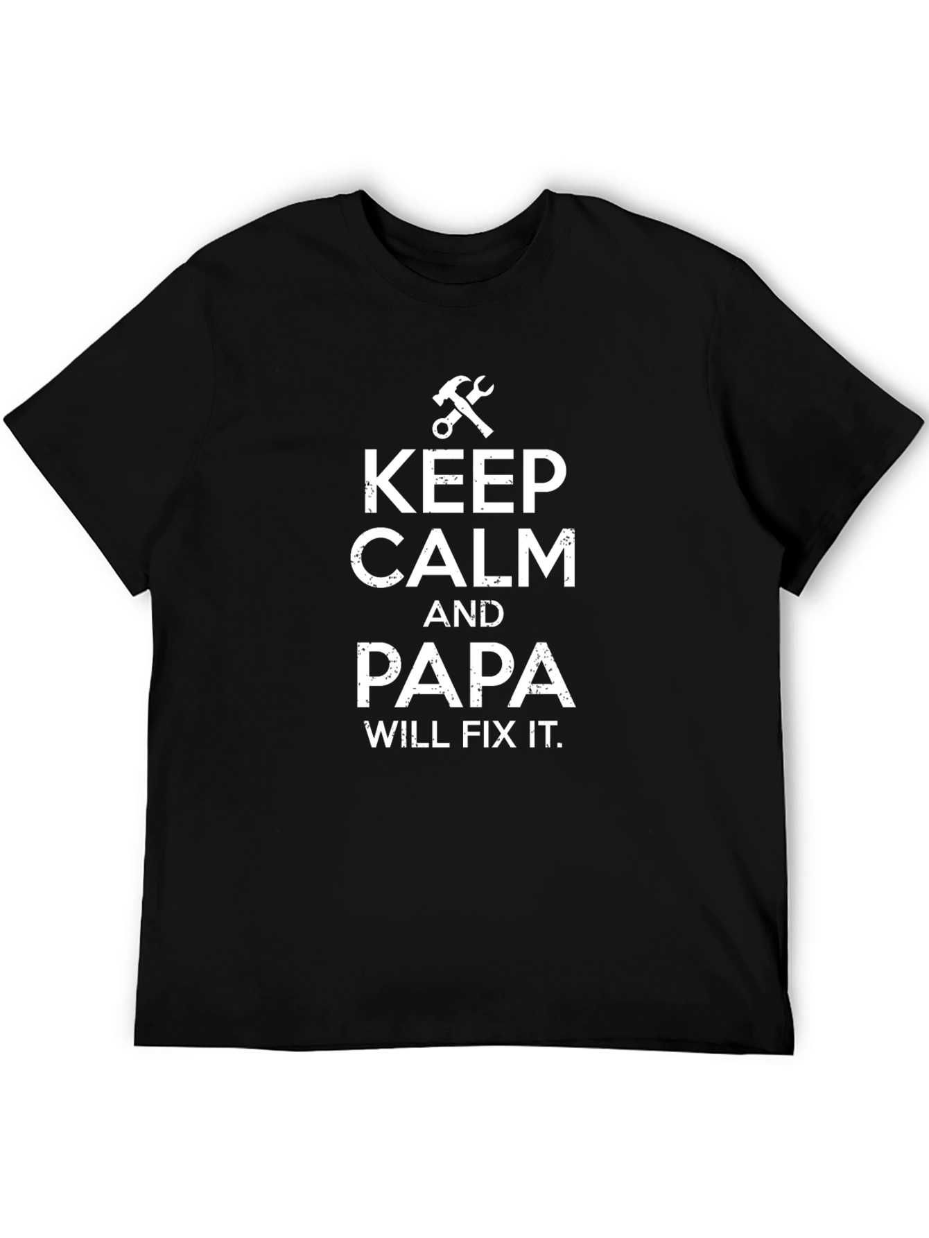 Black Keep Calm Papa Will Fix It Black T-Shirt view 5