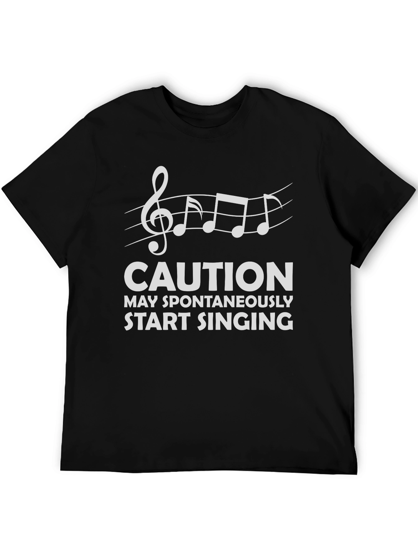 Black Caution May Spontaneously Start Singing Black T-Shirt view 5