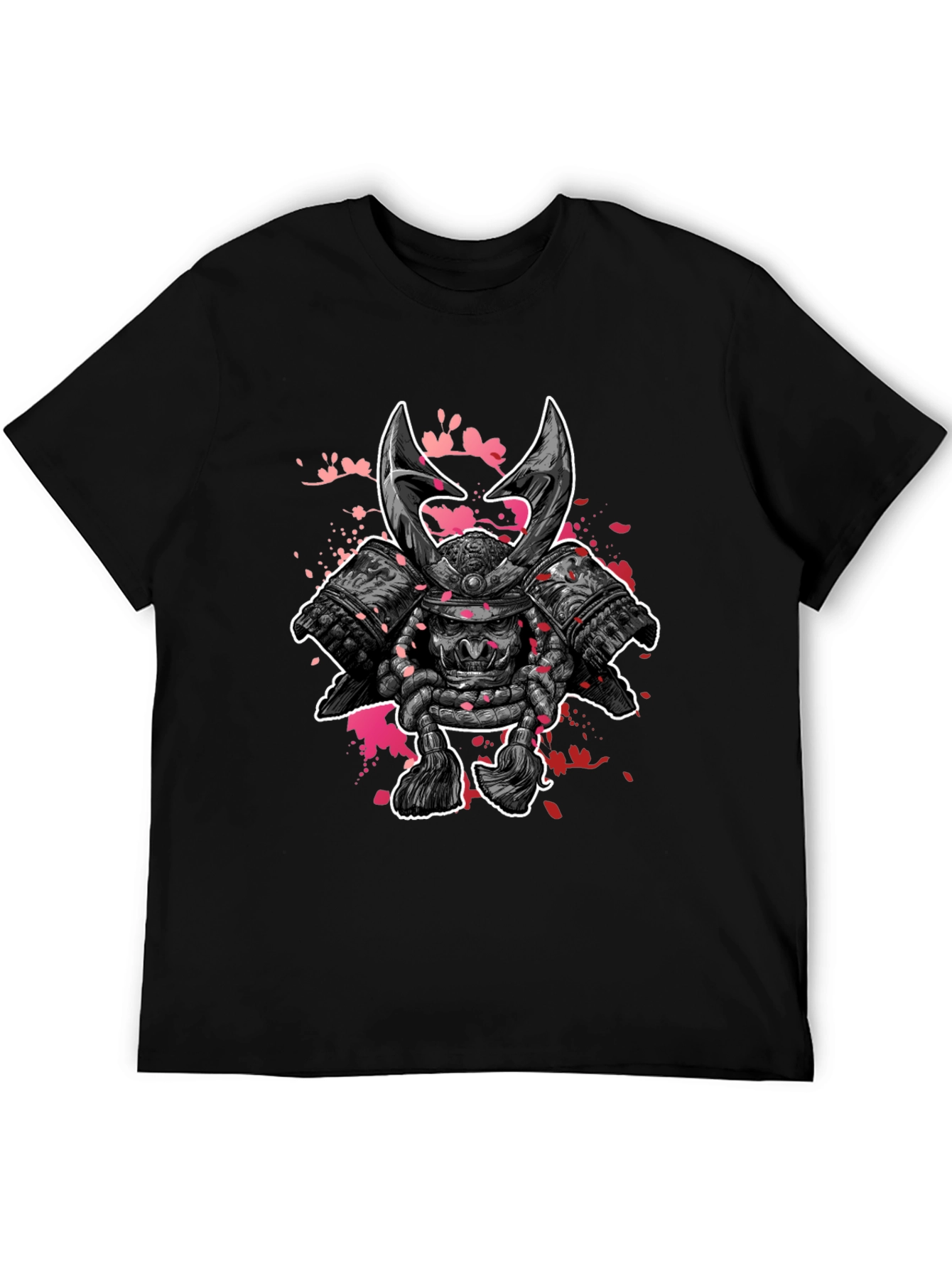 Black Samurai Warrior Graphic Print Black T-Shirt view 5