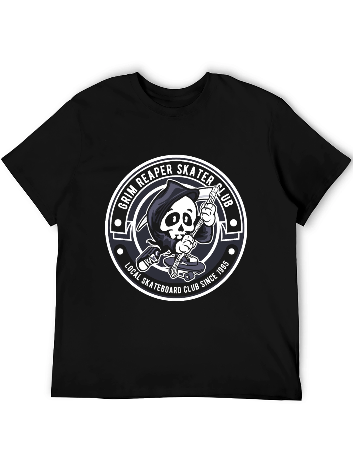 Black Grim Reaper Skater Club Black T-Shirt view 5