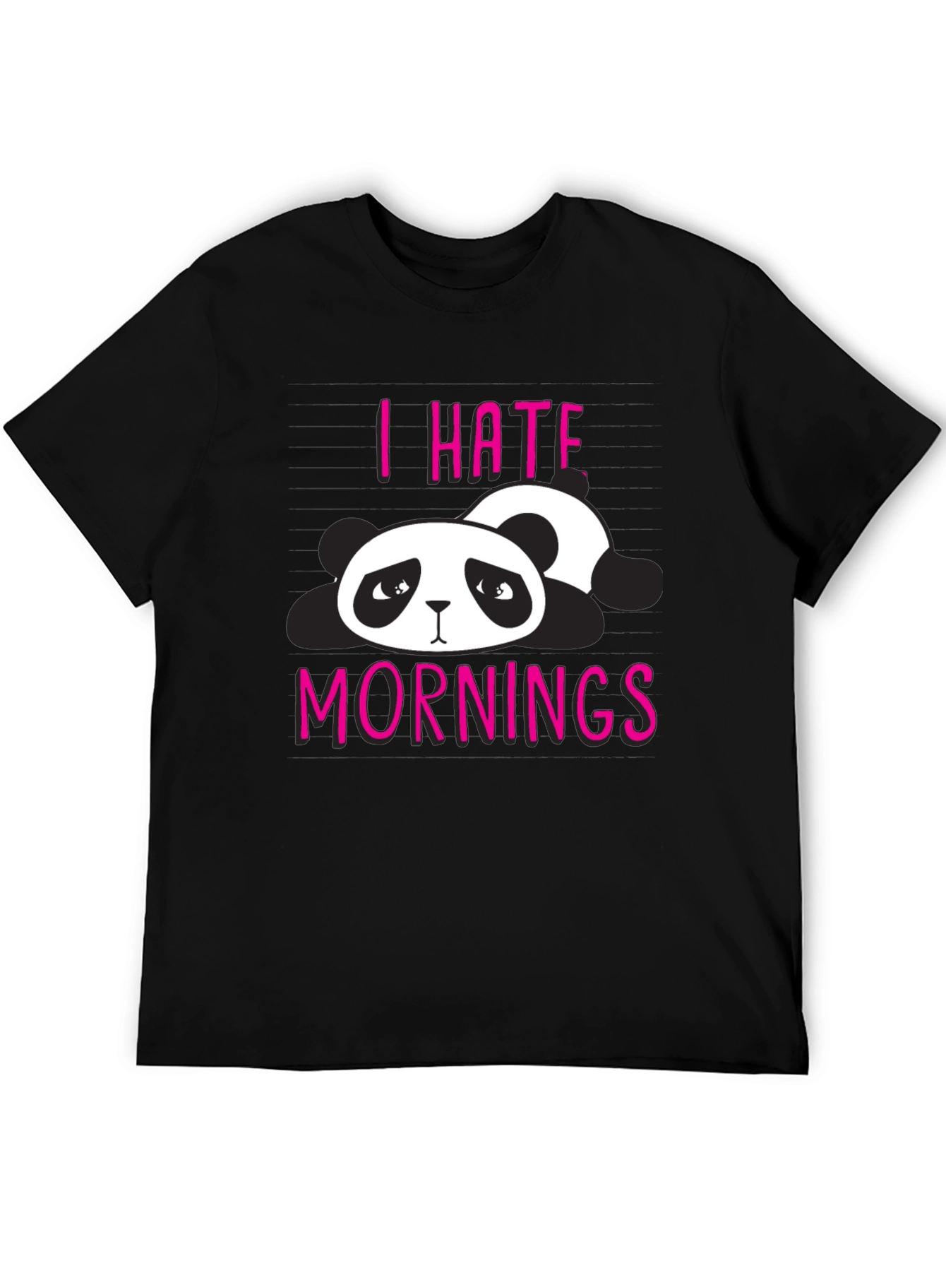 Black I Hate Mornings Panda Graphic T-Shirt view 5