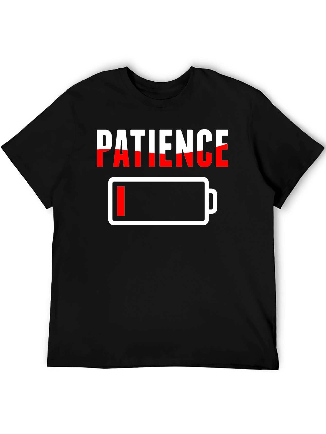 Black Low Patience T-Shirt - Battery Graphic Novelty Tee view 5
