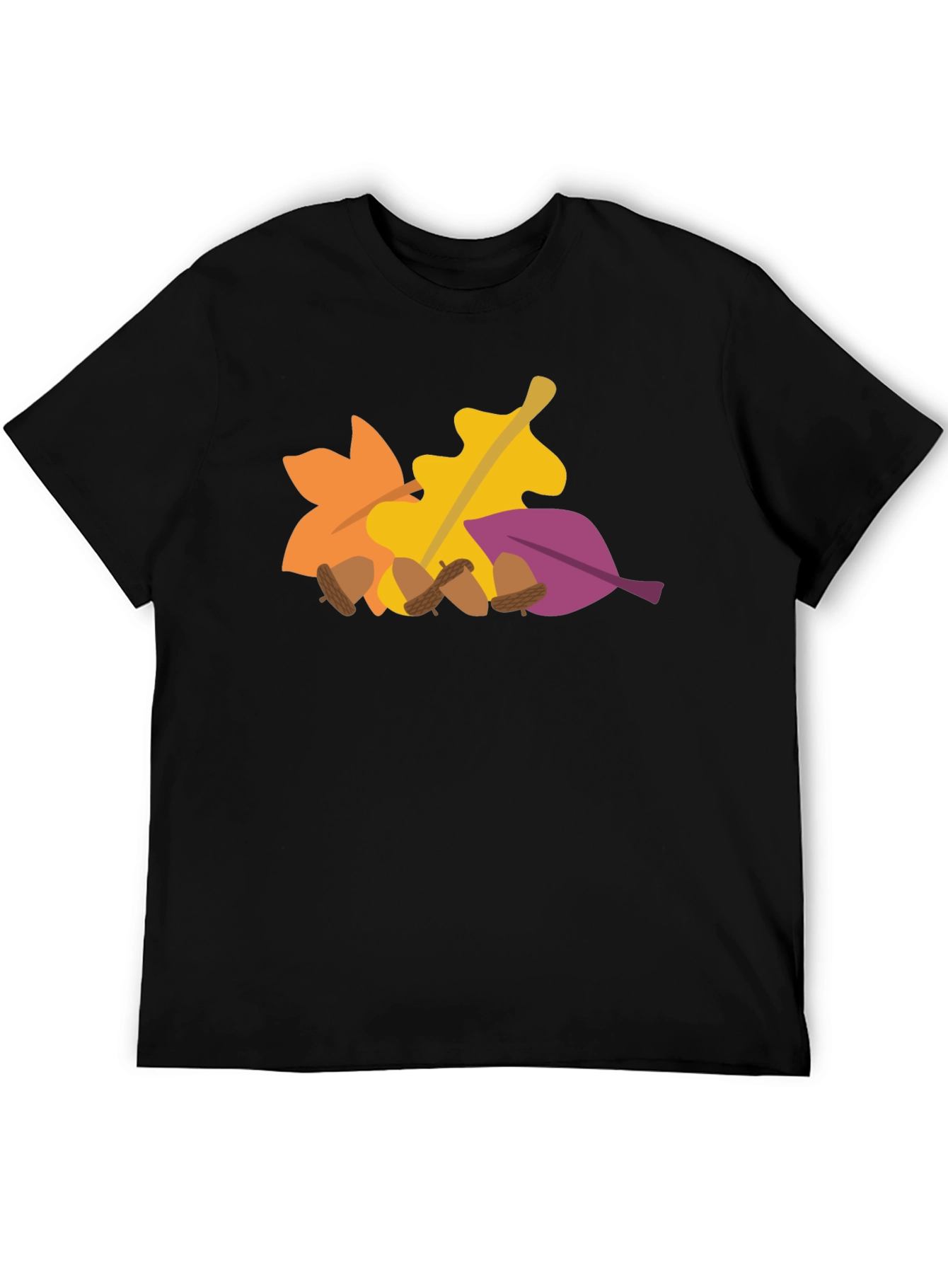Black Fall Leaves & Acorns Graphic Tee - Autumn Vibes view 5