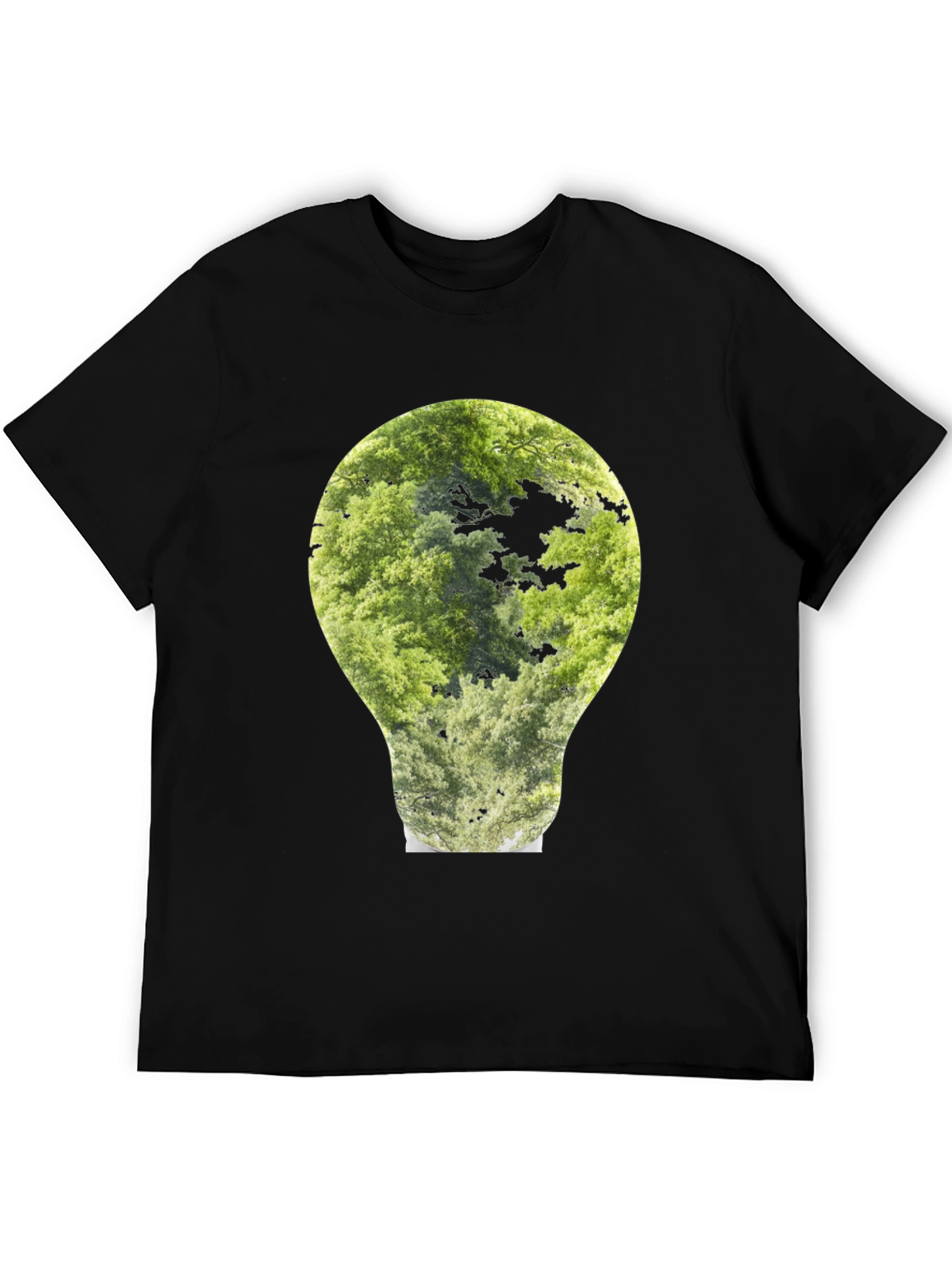 Black Nature Bulb Graphic Tee - Black Cotton Blend view 5