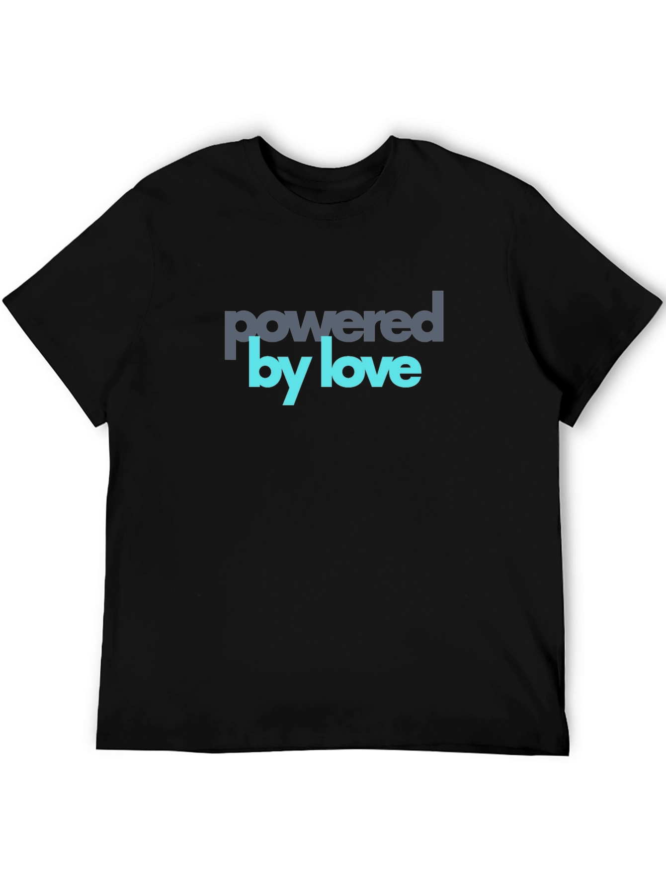 Black Powered by Love Graphic Tee - Soft Cotton Blend view 5