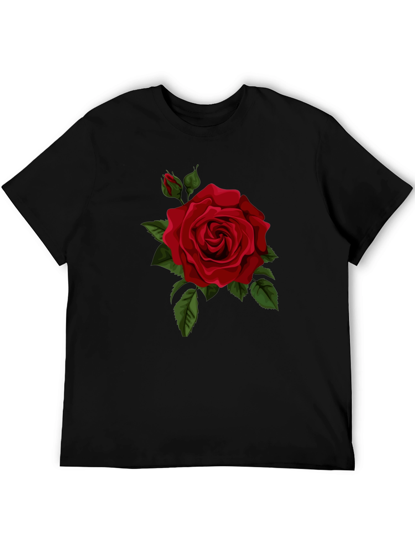Black Red Rose Graphic Black T-Shirt view 5