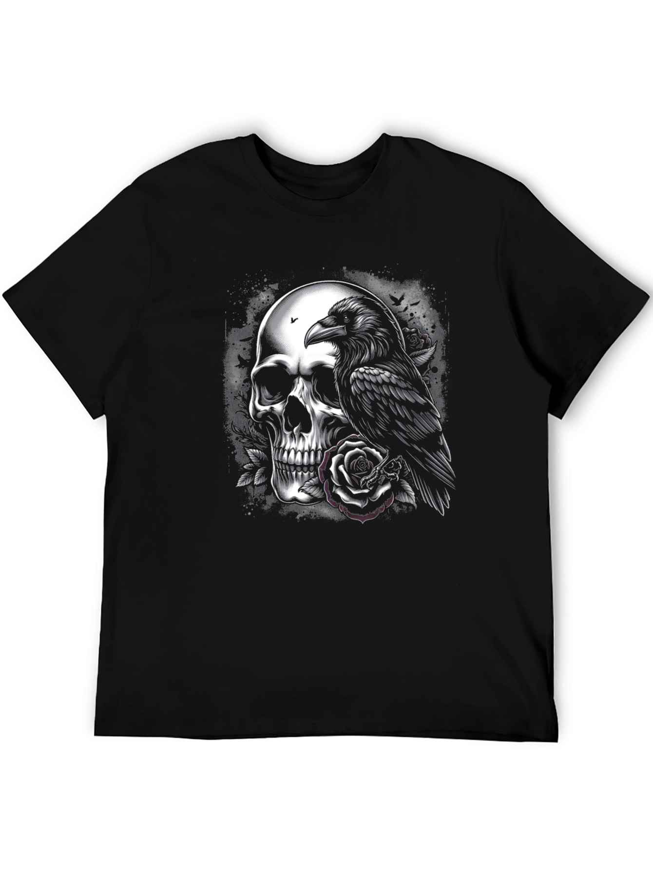 Skull Raven Rose Graphic Tee - Dark Aesthetic T-Shirt - 5
