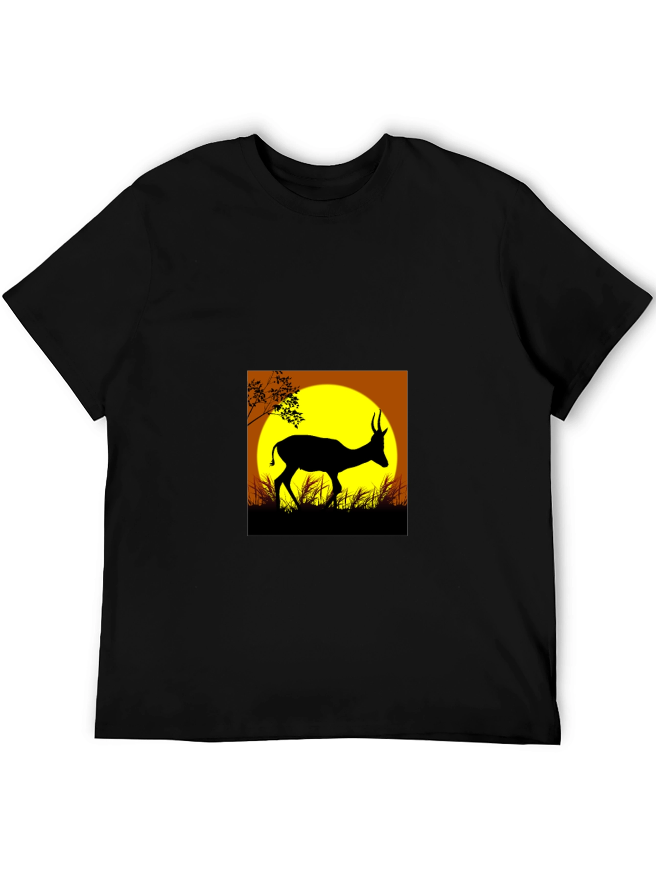 Black Silhouette Deer Graphic Tee view 5