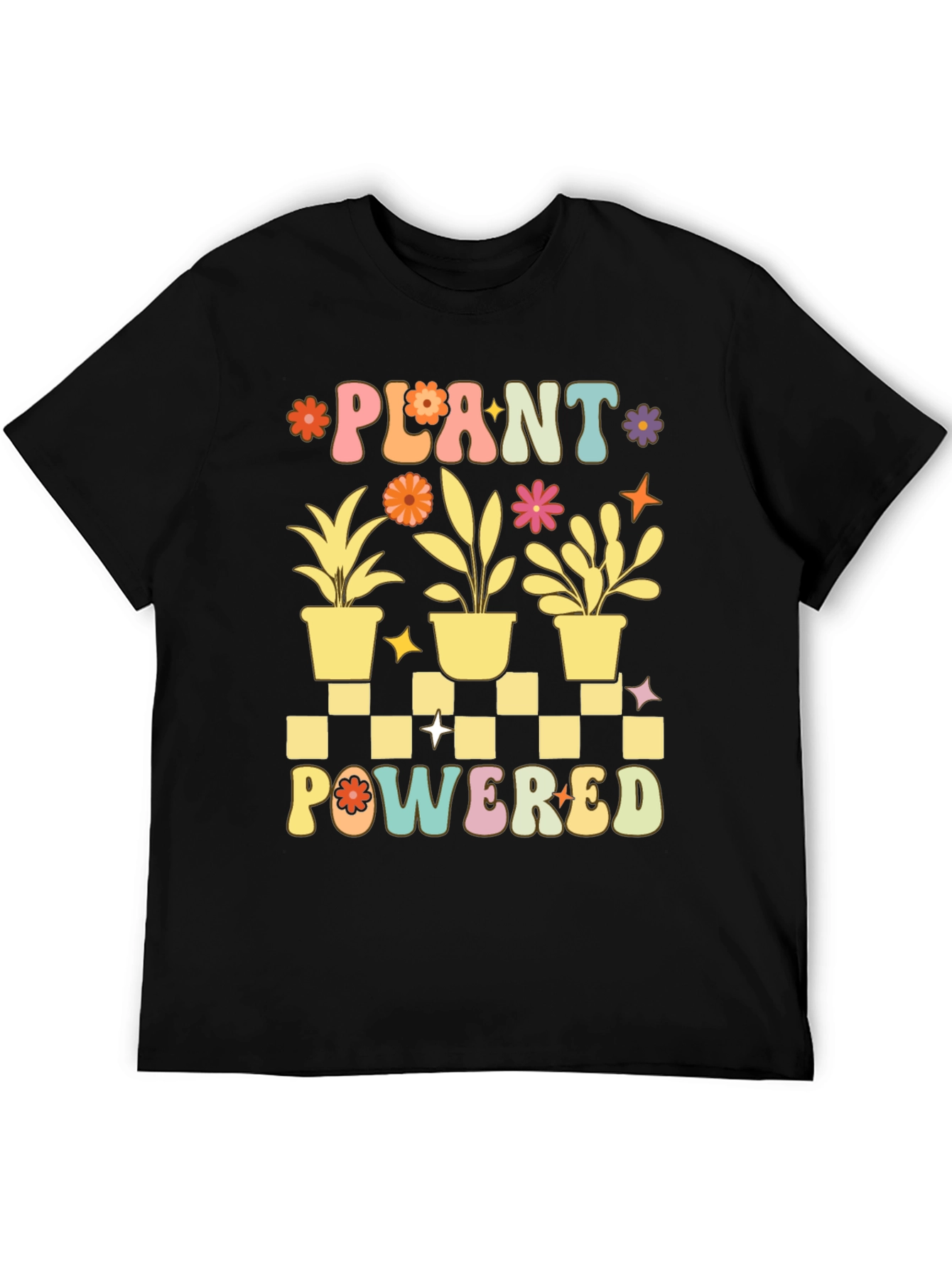 Black Plant Powered Graphic Tee - Black Cotton T-Shirt view 5