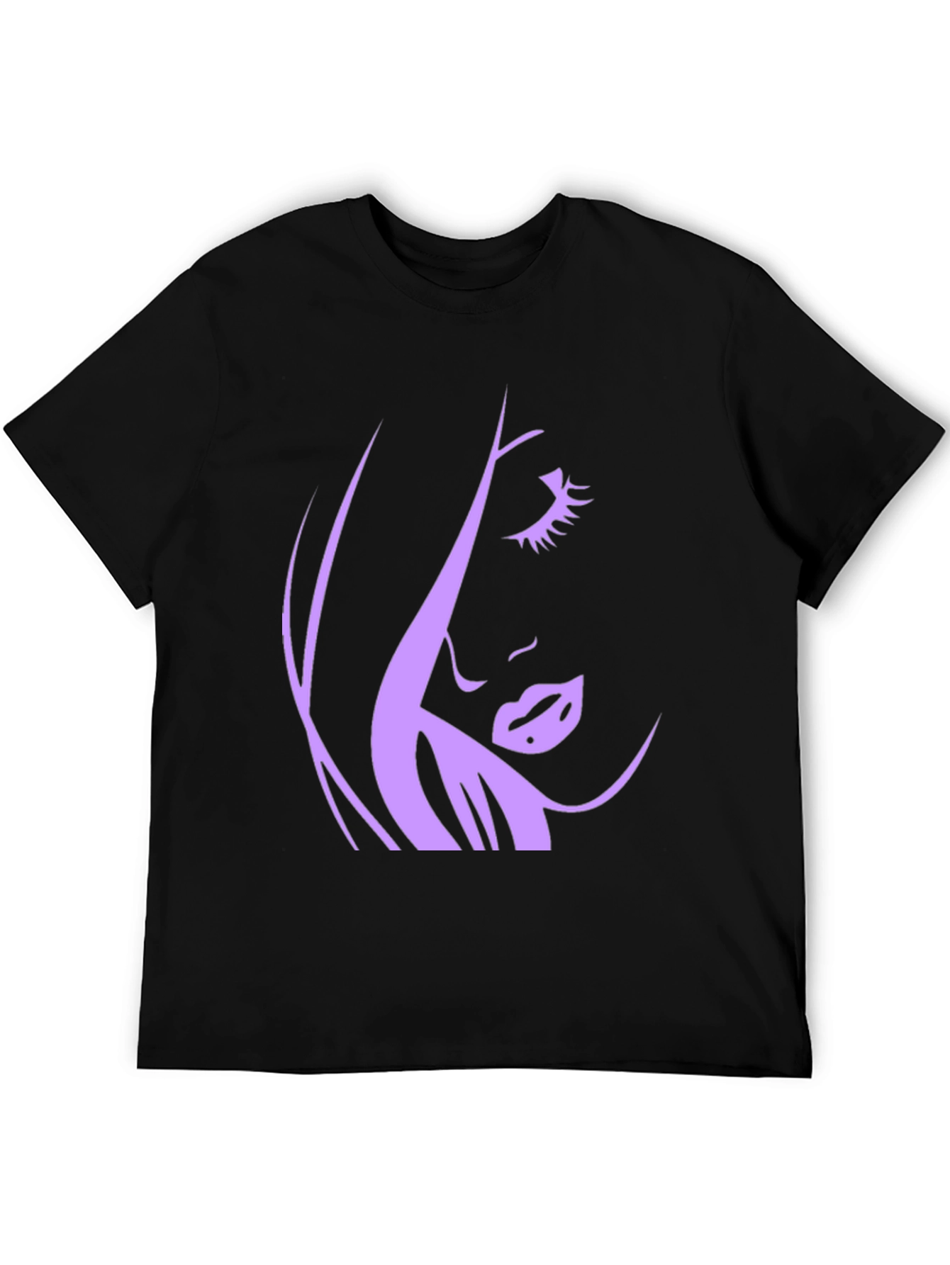 Black Silhouette Woman Graphic Tee - Black Cotton T-Shirt view 5