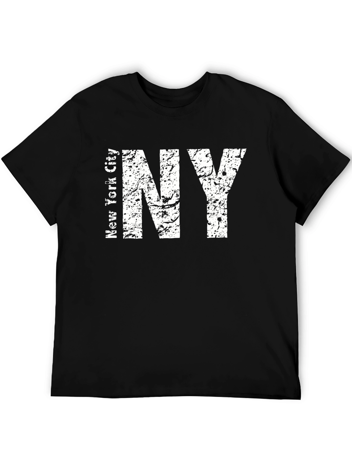 Black Distressed NY Text Graphic Black T-Shirt view 5