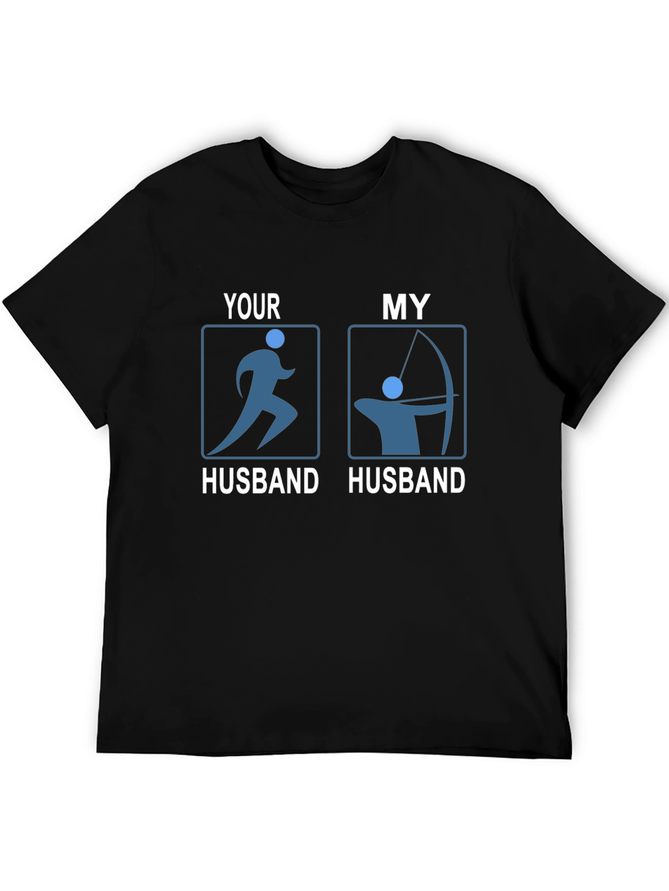 Black Funny Husband T-Shirt: Running & Archery Humor view 5
