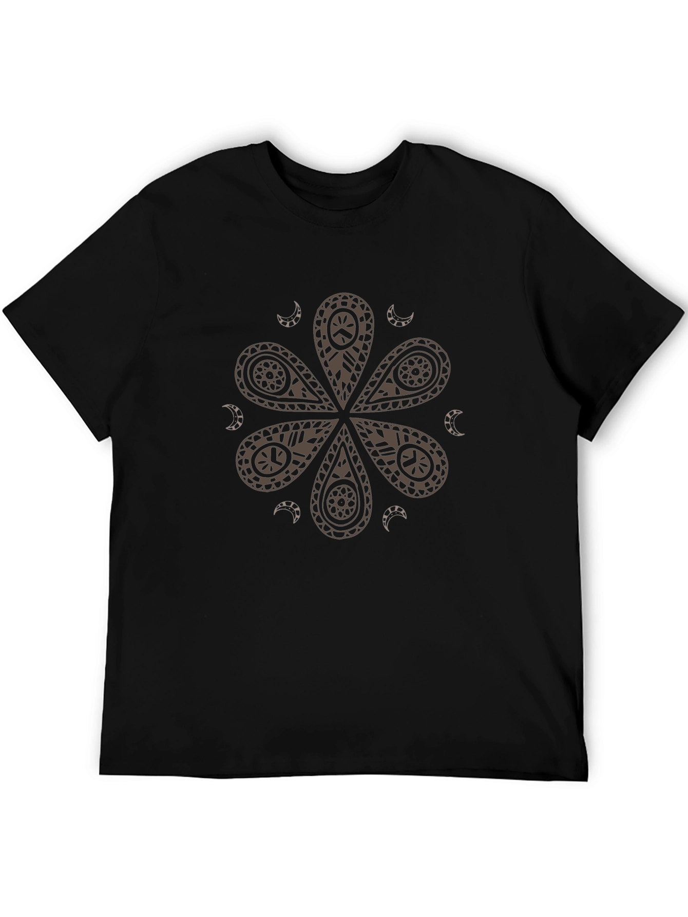 Black Paisley Flower Graphic Tee - Modern Casual Shirt view 5