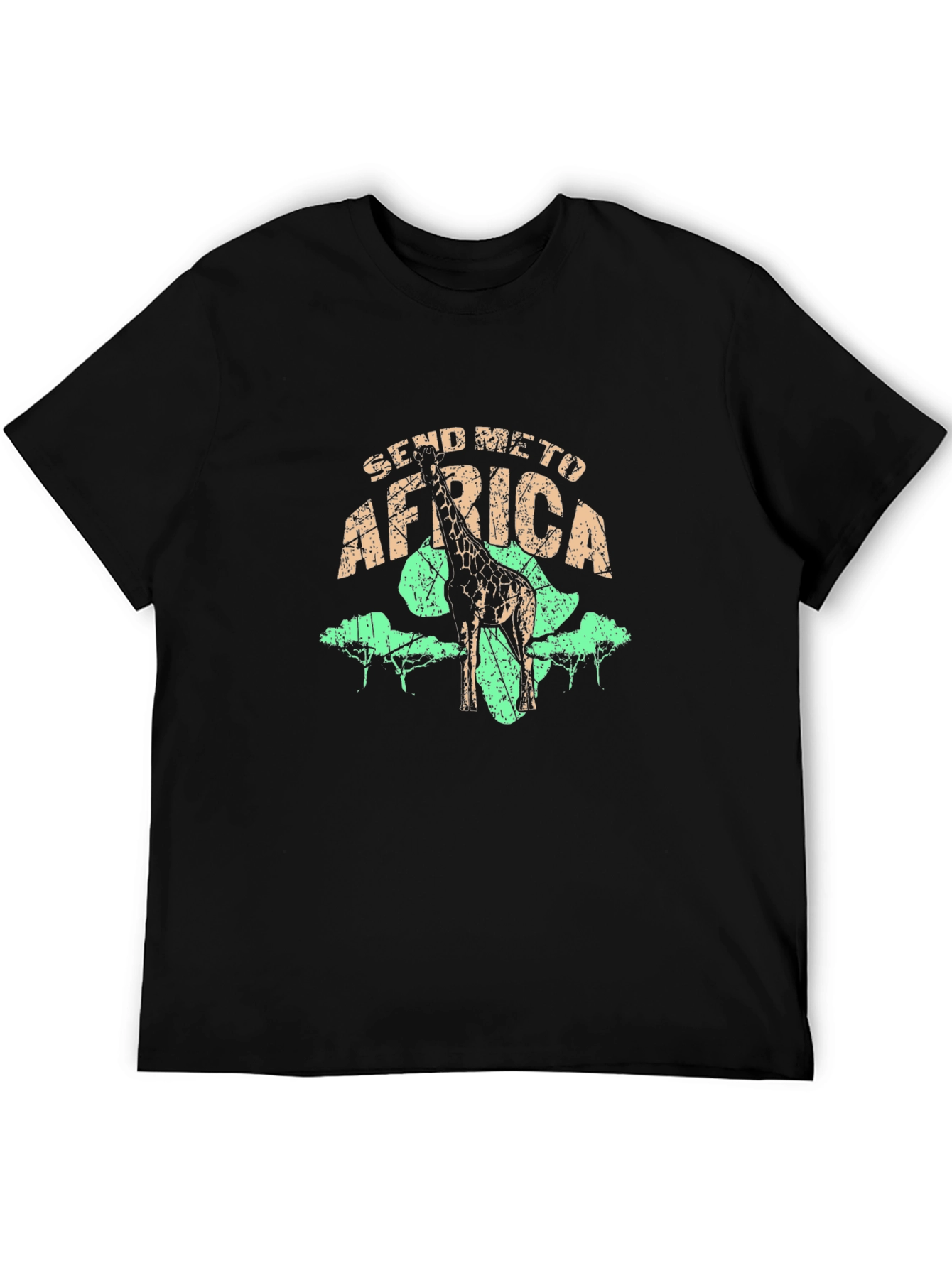 Black Send Me To Africa Giraffe Graphic T-Shirt view 5