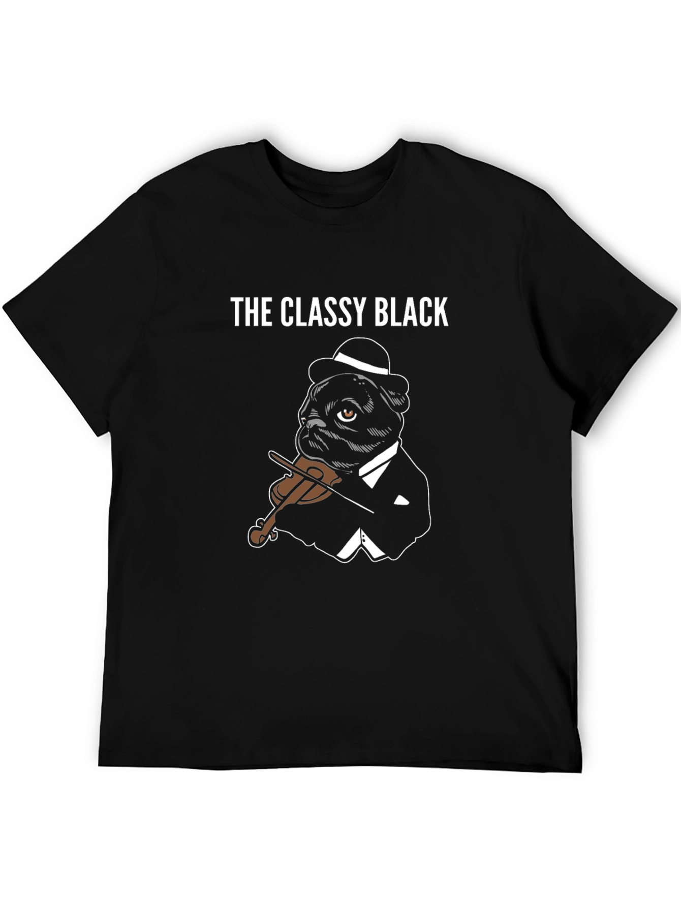 Black The Classy Black Pug T-Shirt view 5
