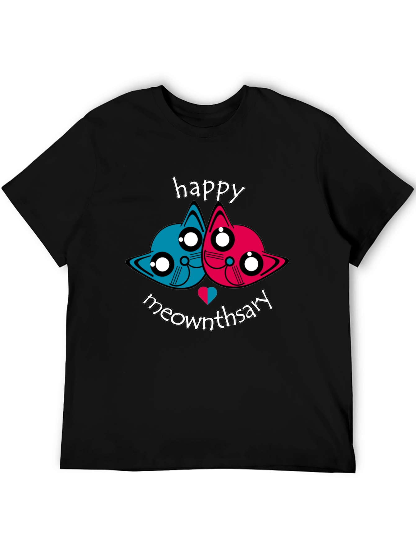 Black Happy Meownthsary Graphic Tee - Anniversary Cat Lovers view 5
