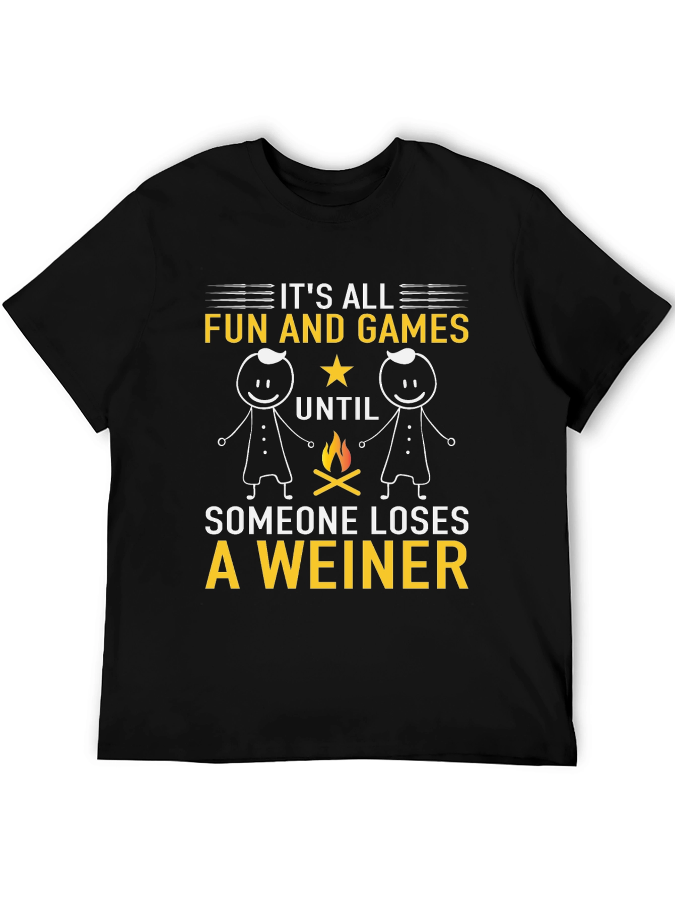 Black Funny Weiner Camping T-Shirt - It's All Fun and Games view 5