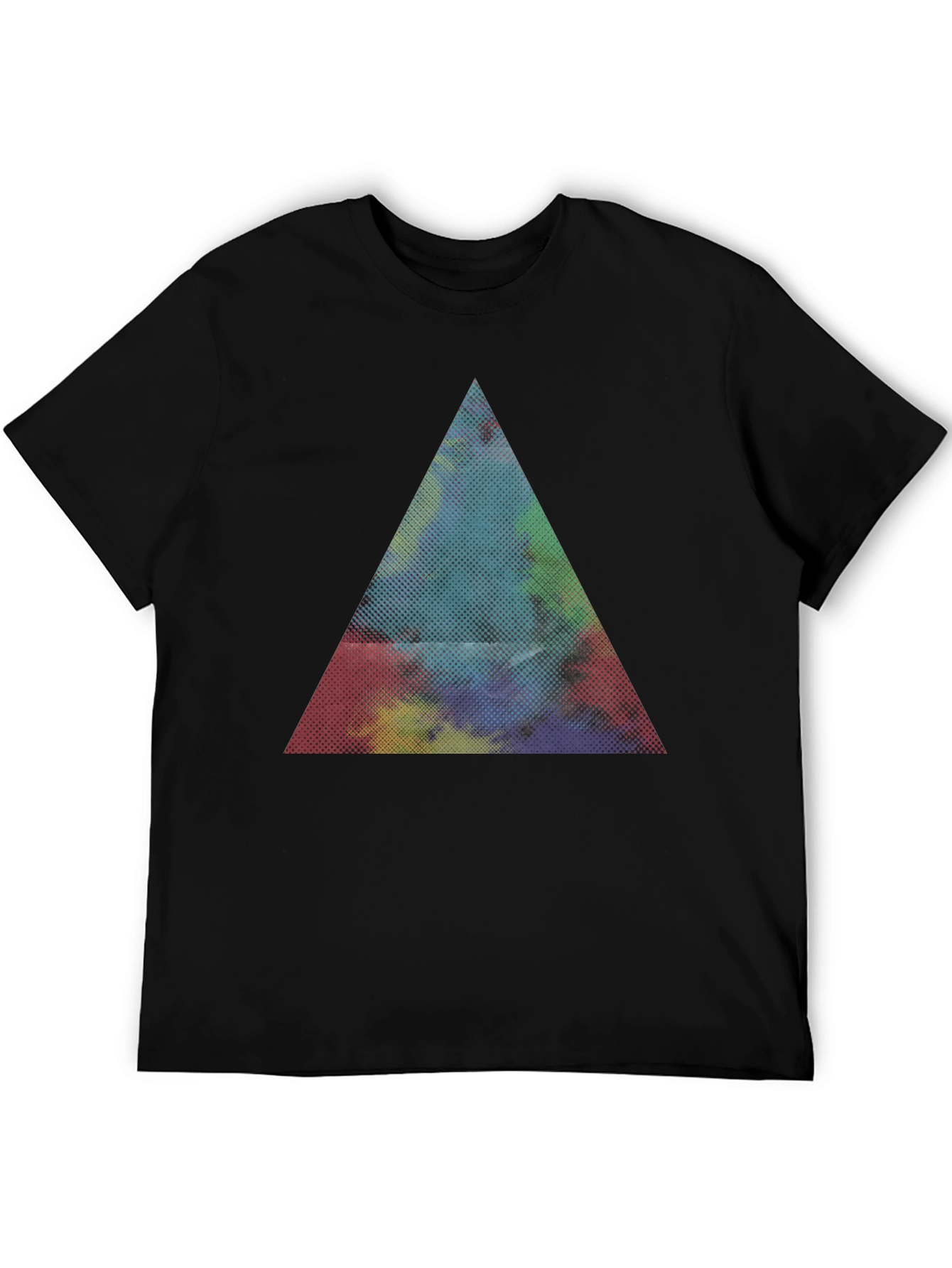 Black Abstract Triangle Graphic Black T-Shirt view 5