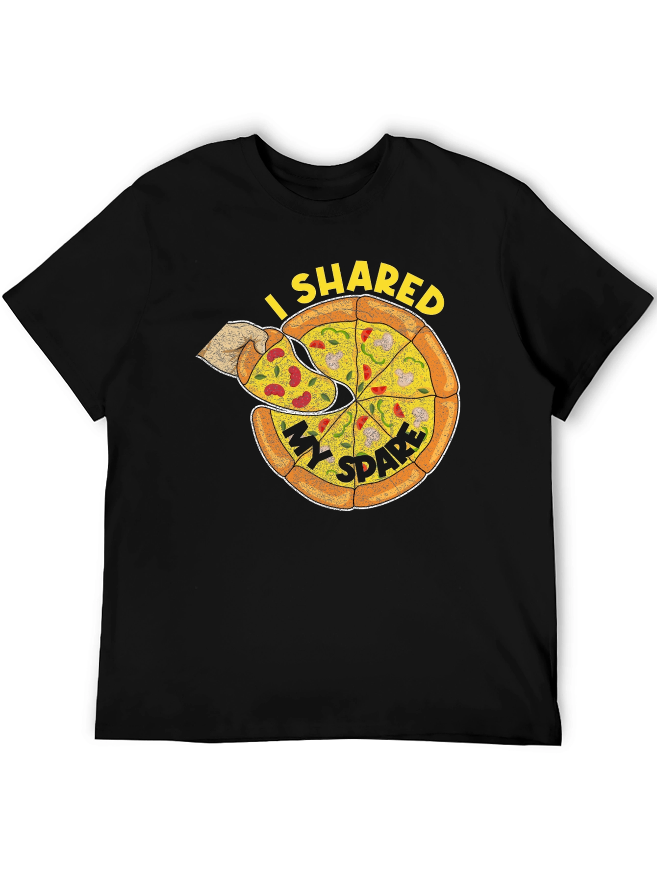 Black I Shared My Spare Pizza Graphic Tee - Black view 5