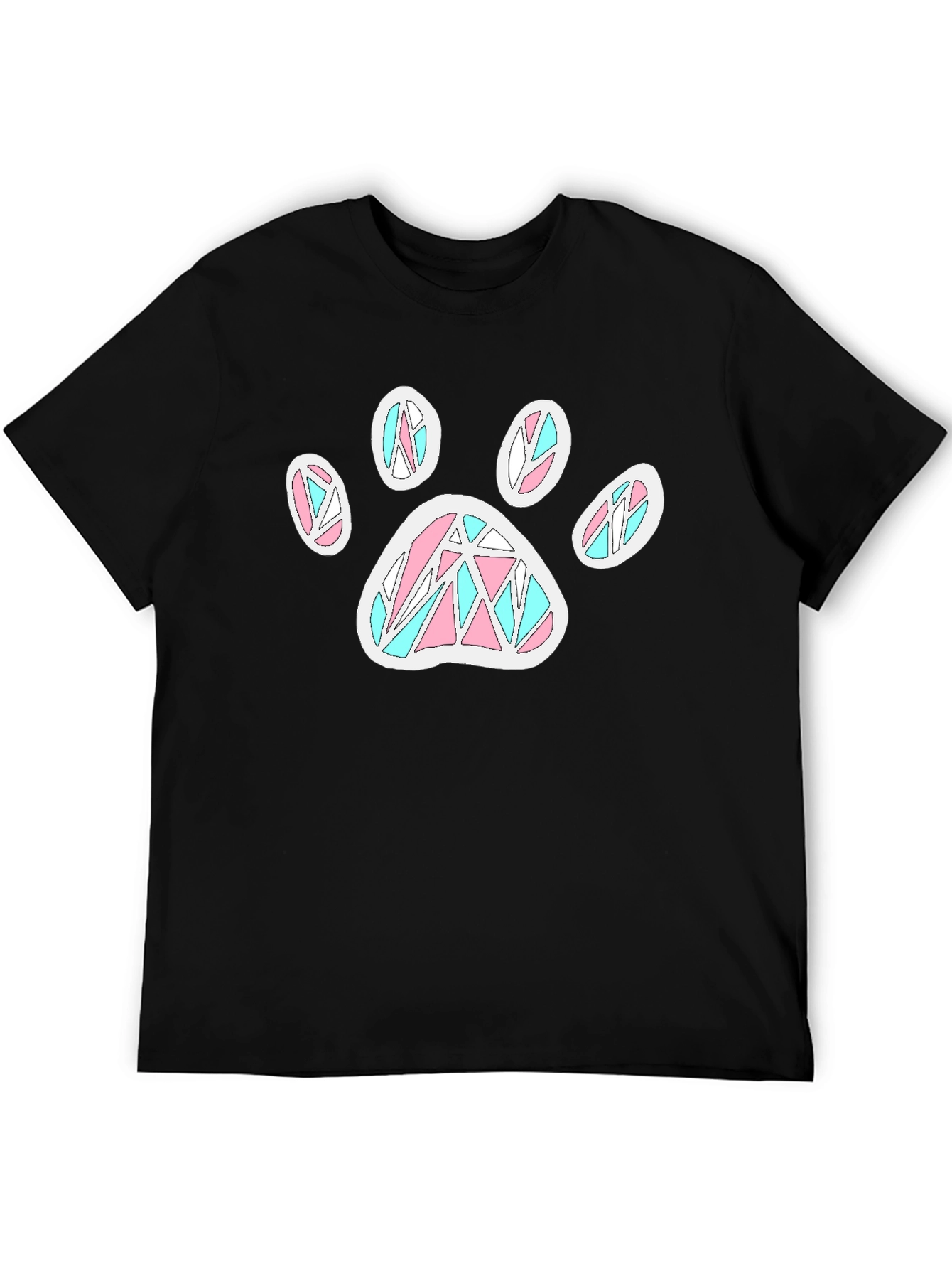 Black Paw Print T-Shirt - Black Cotton Blend, Funky Design view 5
