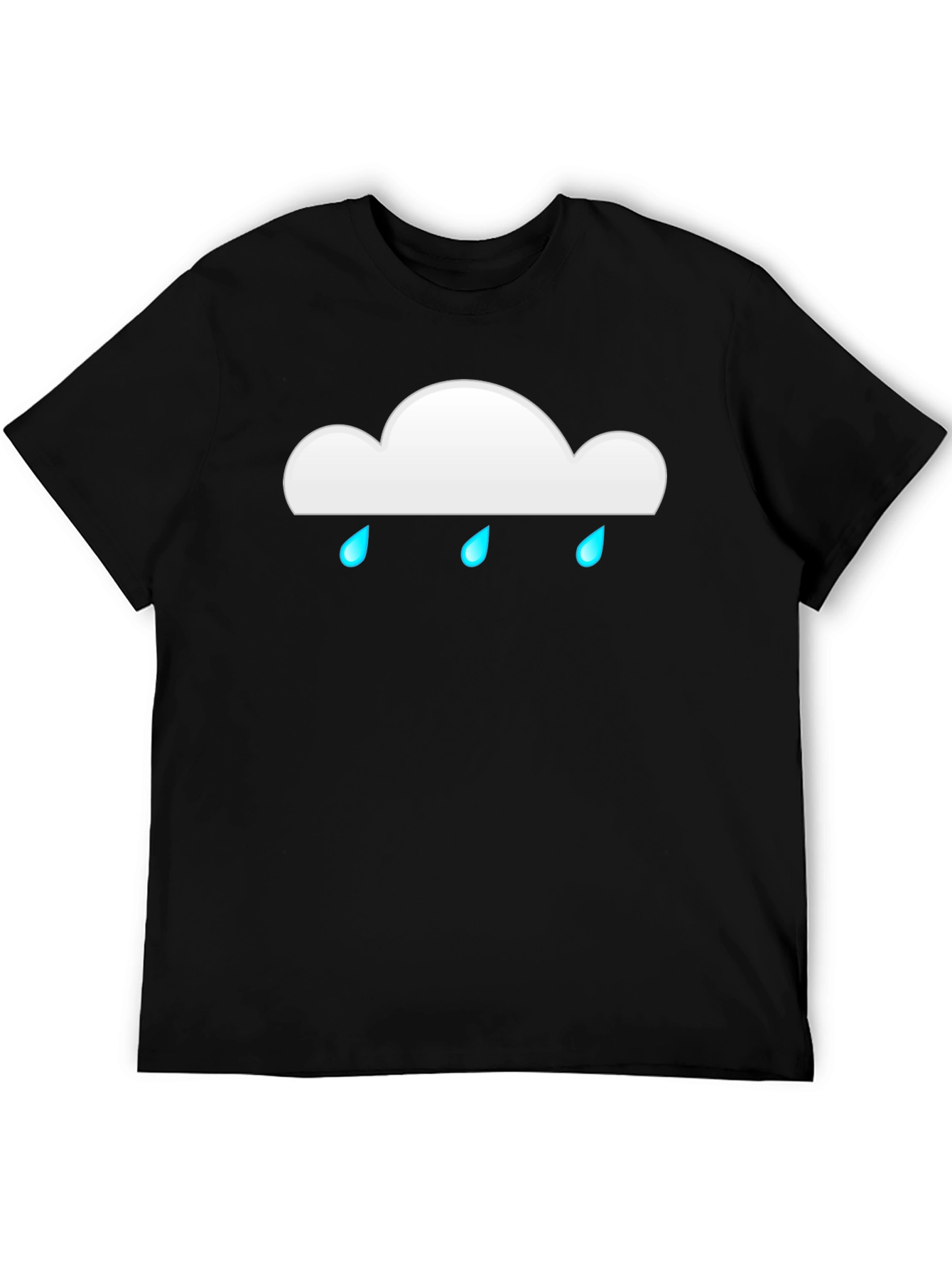 Black Rainy Cloud Graphic Tee - Black Cotton Casual T-Shirt view 5