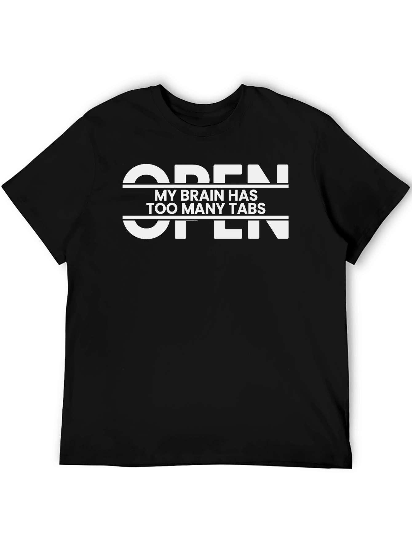 Black Open Too Many Tabs Graphic T-Shirt - Black view 5