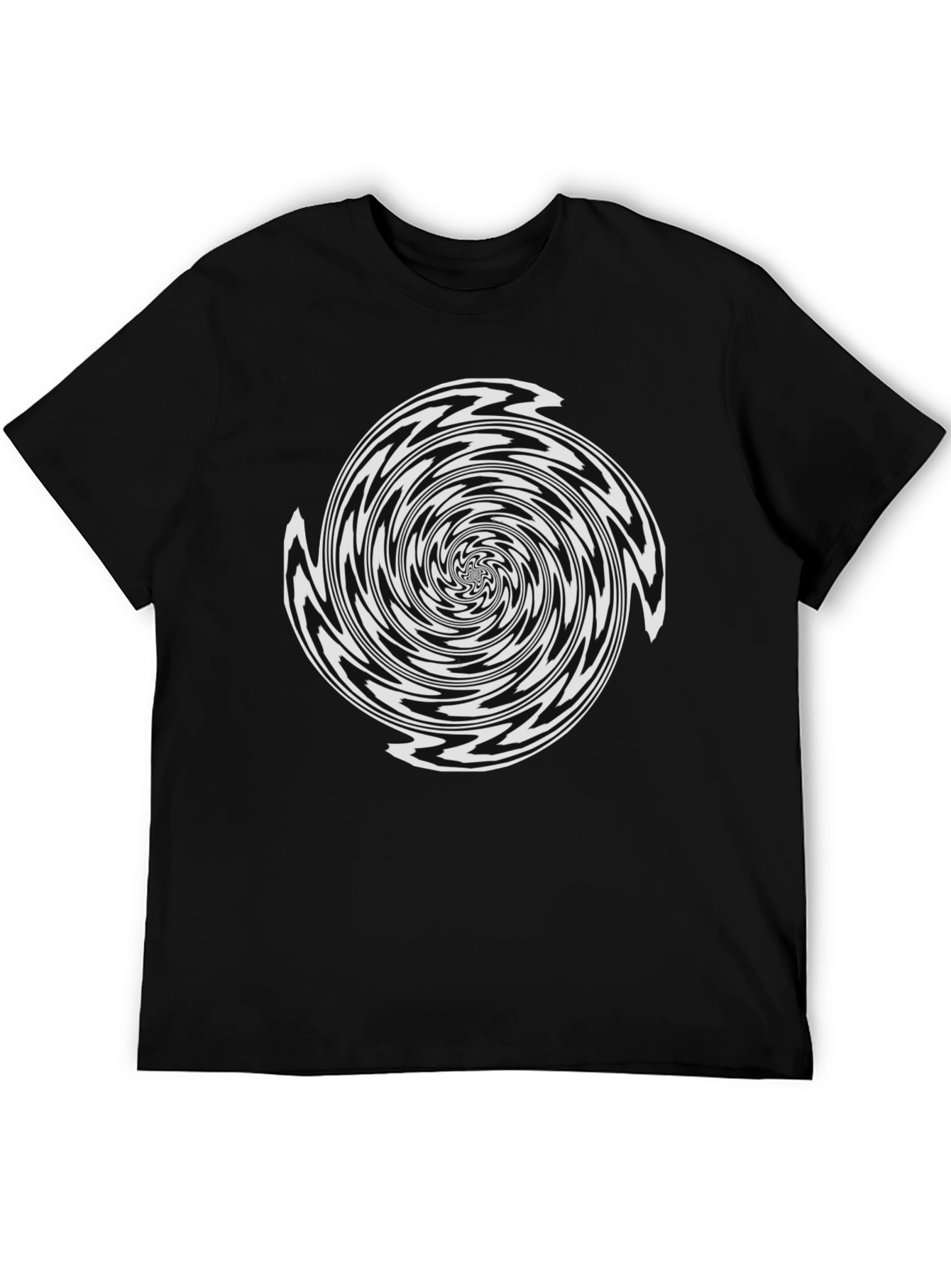 Black Optical Illusion Spiral Graphic T-Shirt view 5