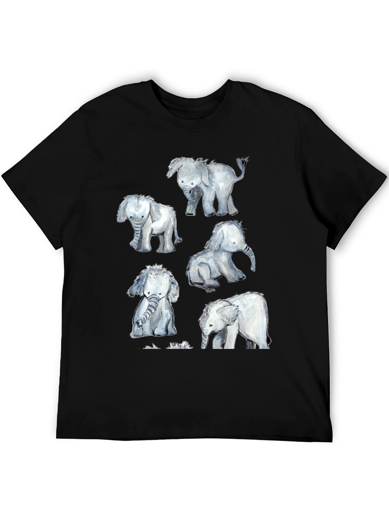 Black Elephant Watercolor Graphic Tee - Black view 5