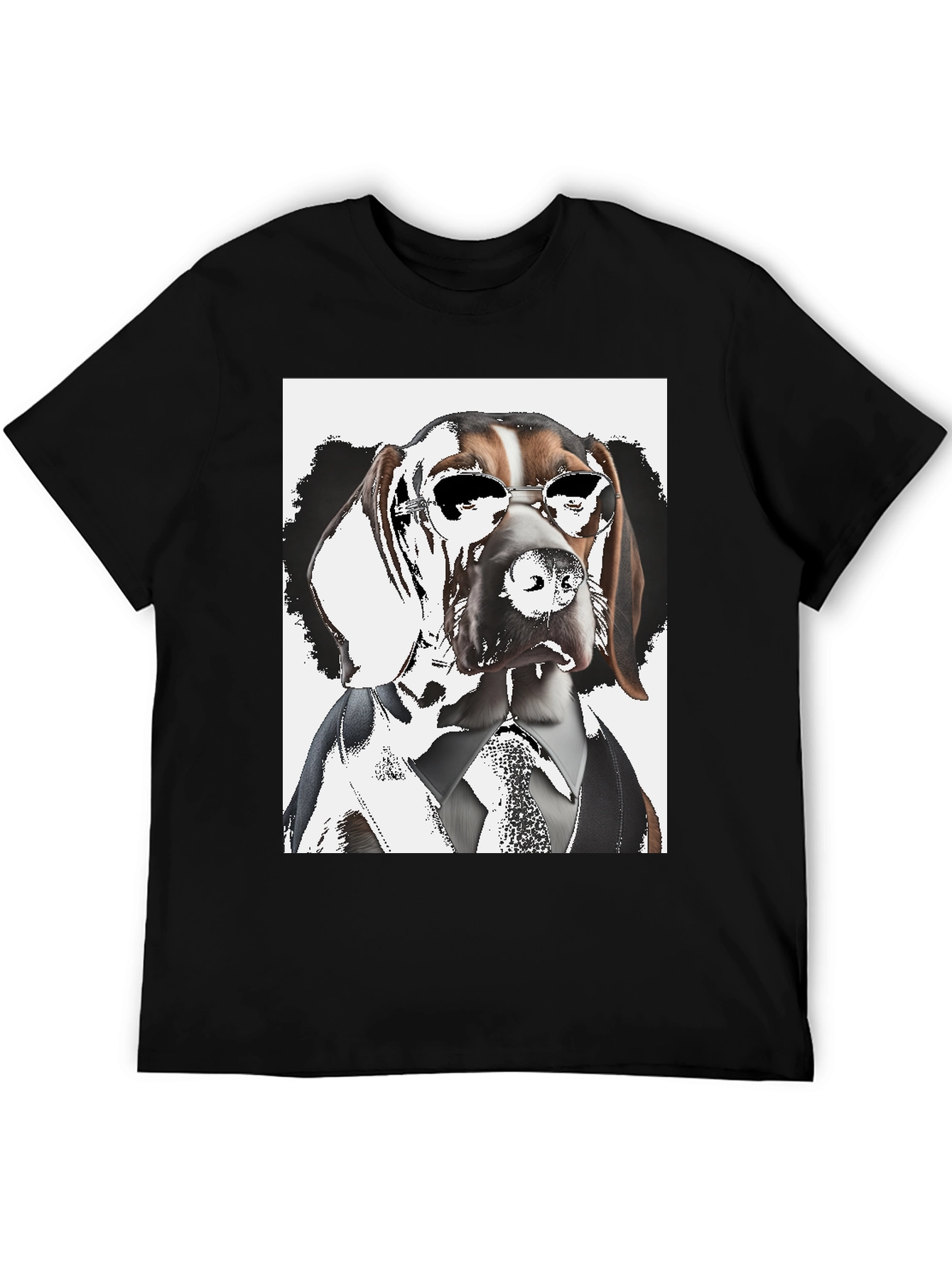 Black Dogfather T-Shirt: Suave Hound in Shades view 5