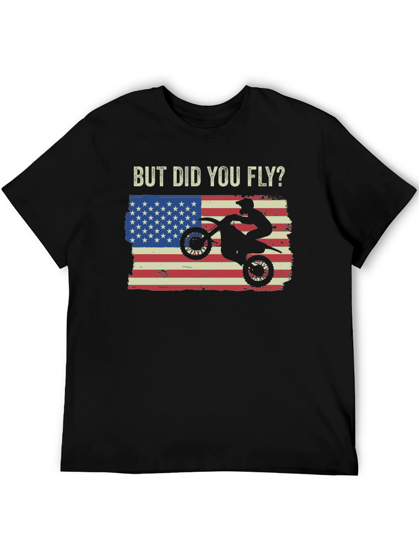 Black But Did You Fly T-Shirt, Motocross USA Flag view 5