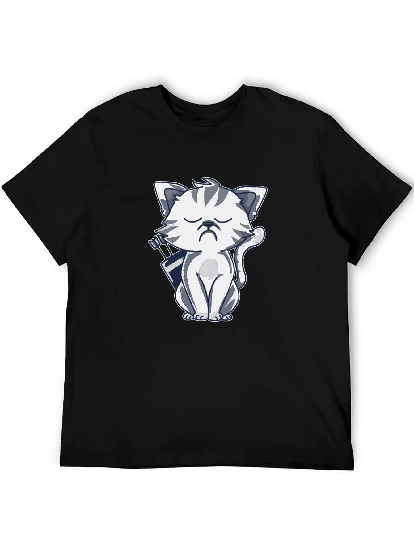 Black Grumpy Archer Cat Graphic T-Shirt - Black view 5