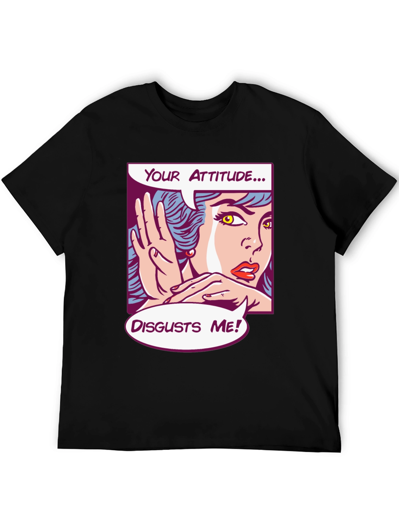 Black Attitude Disgusts Me Pop Art T-Shirt view 5