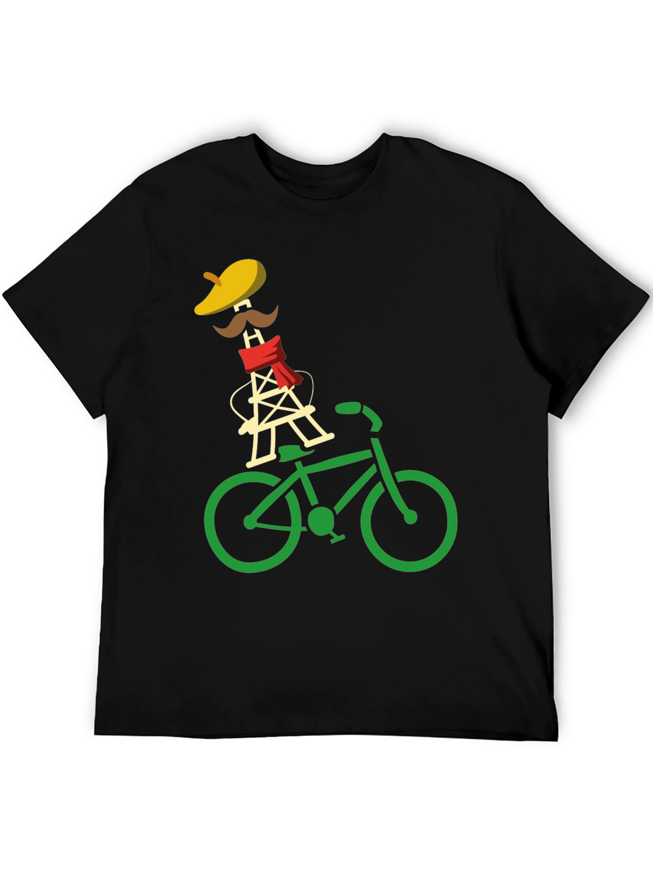 Black Eiffel Tower Bike Ride Graphic Tee view 5