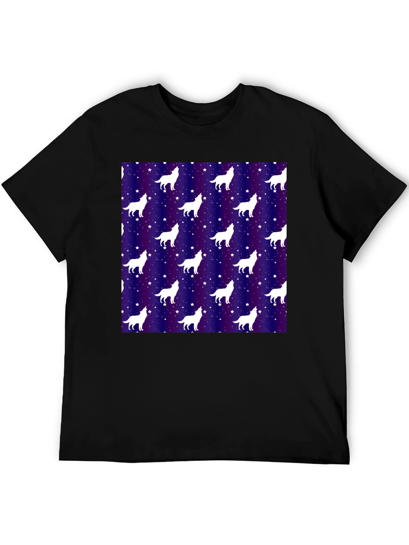 Black Wolf Starry Night Graphic Tee view 5