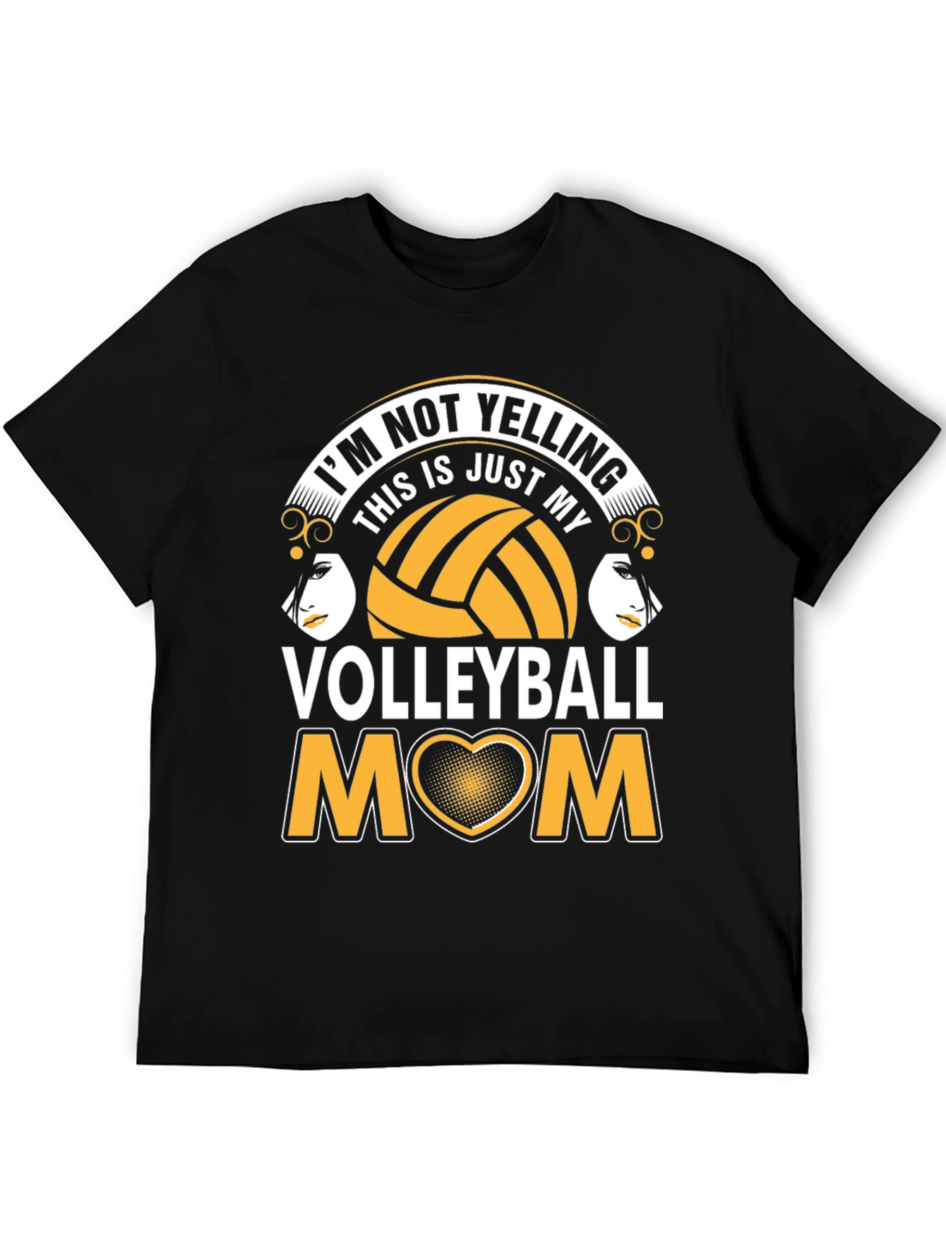 Black Volleyball Mom T-Shirt - I'm Not Yelling! view 5