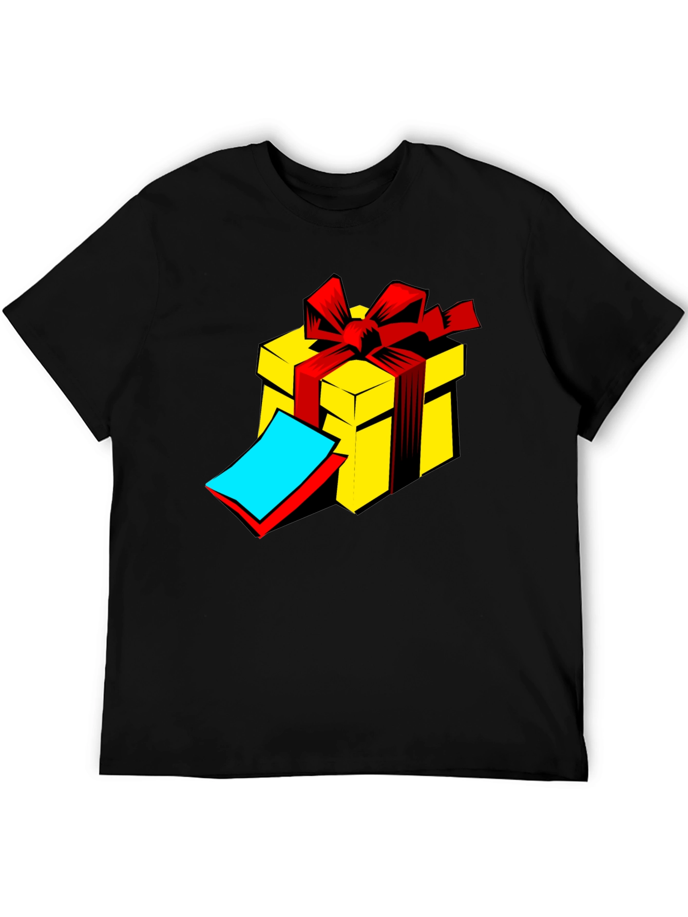 Black Gift Box Graphic Tee - Black Cotton T-Shirt view 5