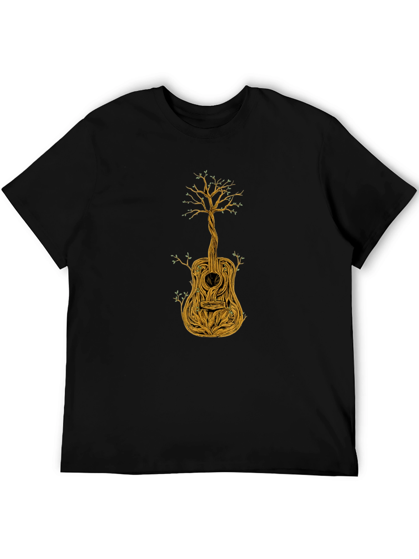 Black Guitar Tree Graphic Tee - Black Cotton Blend view 5
